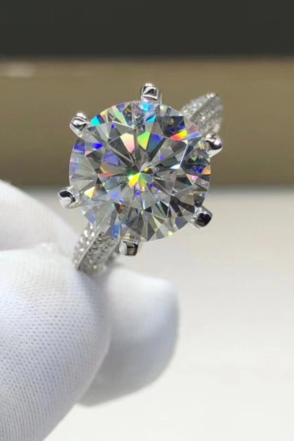 5 Carat Brilliant Round Cut Sparkala™ 6-Prong Ring (Platinum Over Pure Sterling Silver) by Sparkala