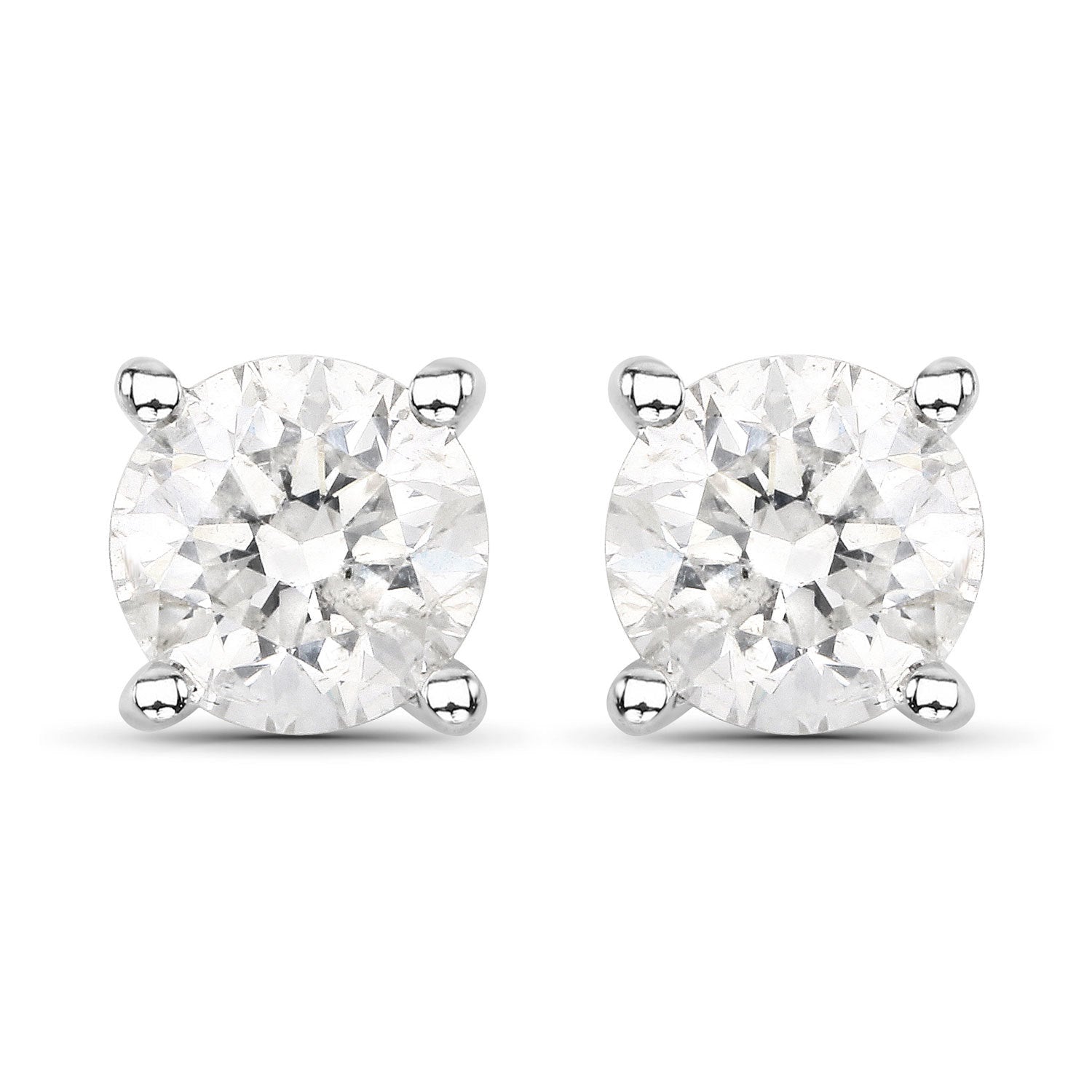 0.80 Carat Genuine White Diamond 14K White Gold Earrings by Bids.com