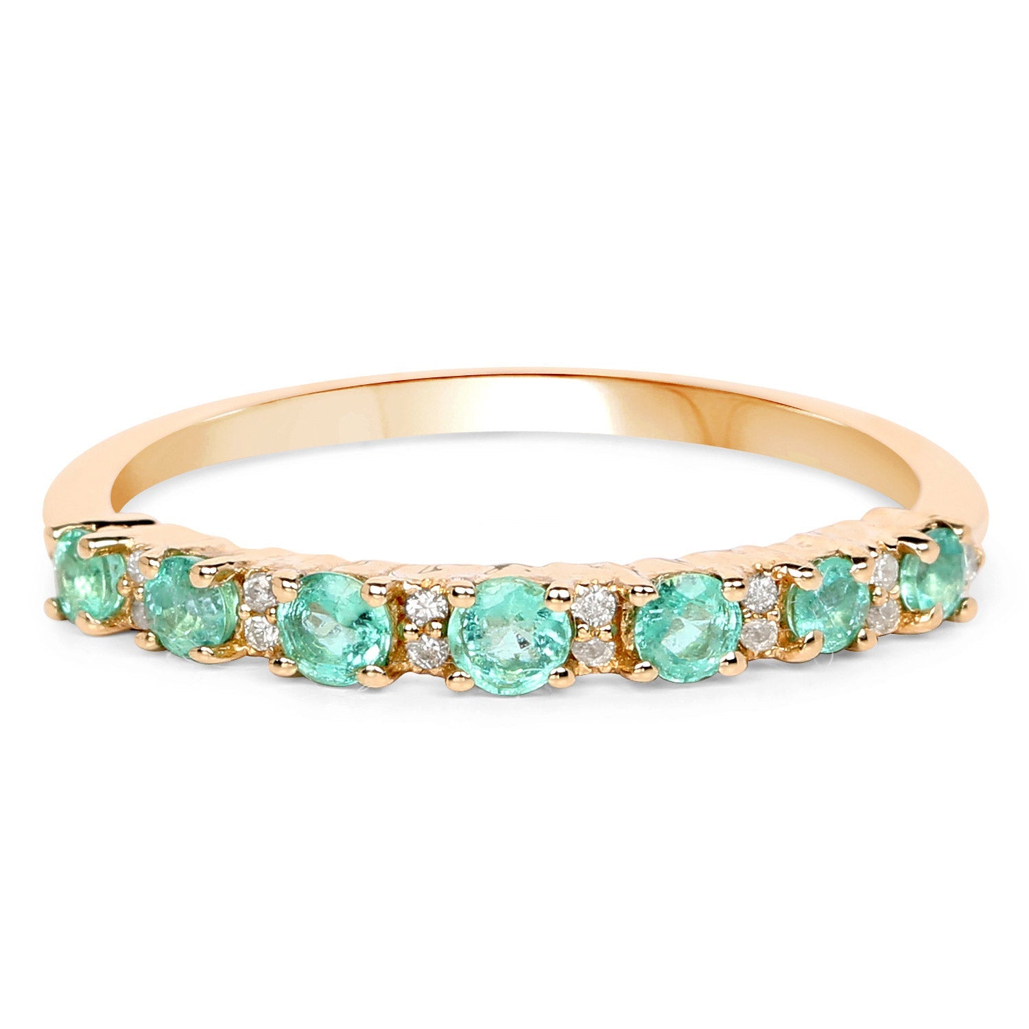 0.41 Carat Genuine Zambian Emerald and White Diamond 14K Yellow Gold Ring by Bids.com