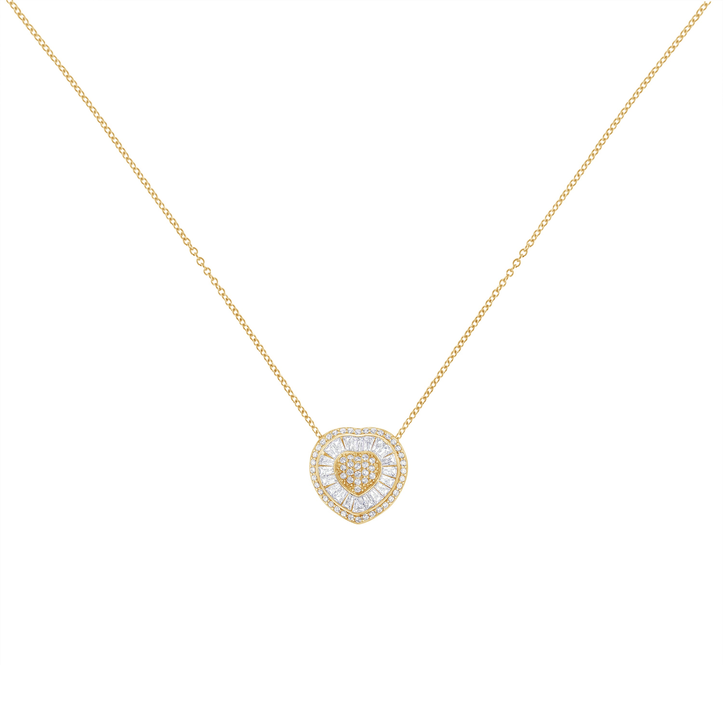 10KT Yellow Gold Diamond Heart Pendant Necklace (1/2 cttw, H-I Color, I1-I2 Clarity) by Bids.com