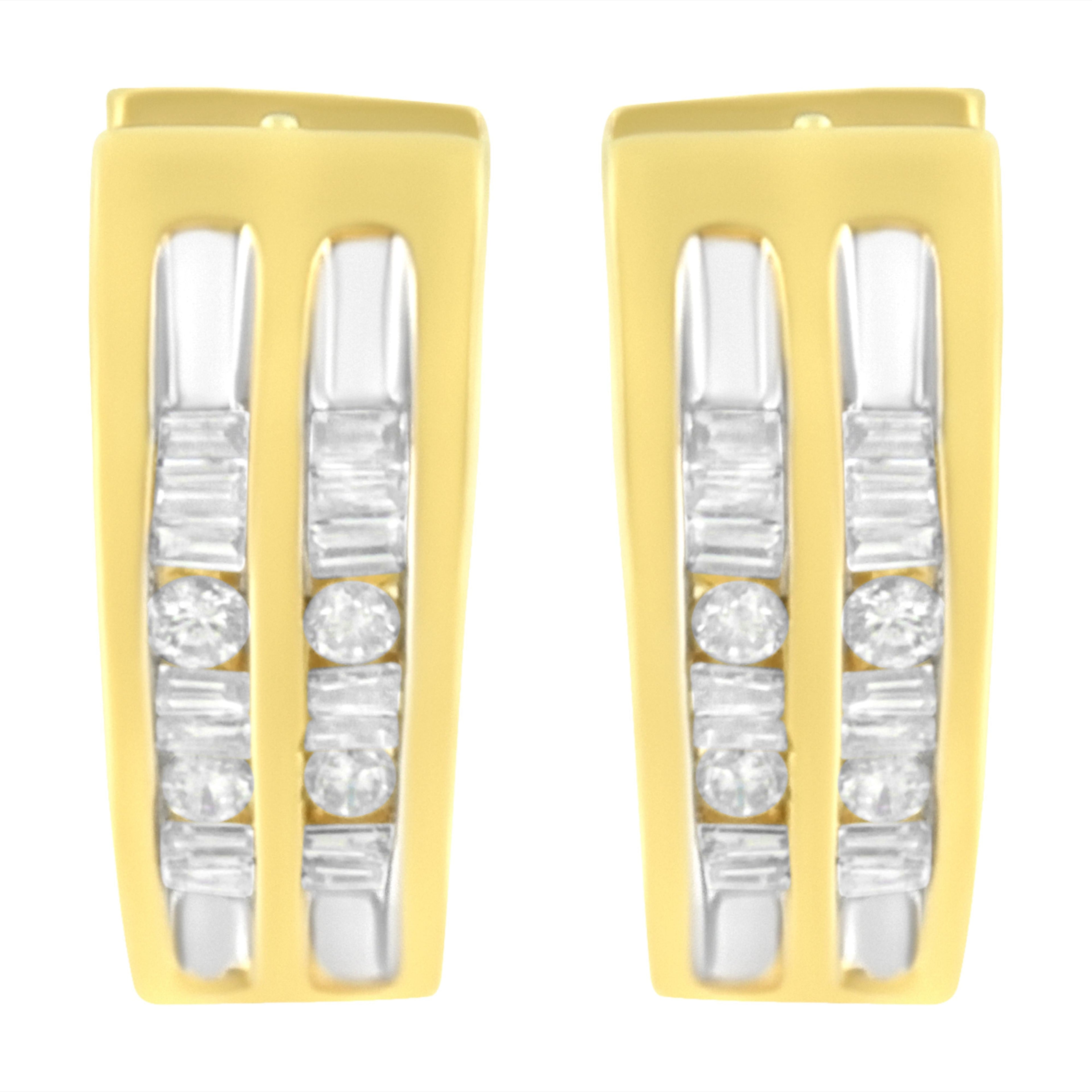 10K Yellow Gold 1/2 cttw Diamond Huggy Heart Hoop Earrings (I-J Clarity, I2-I3 Color) by Bids.com