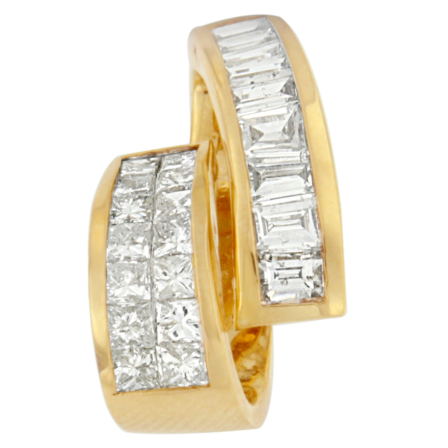 14K Yellow Gold 1 5/8 cttw Princess and Baguette Cut Diamond Fashion Pendant Necklace (G-H, VS2-SI1) by Bids.com
