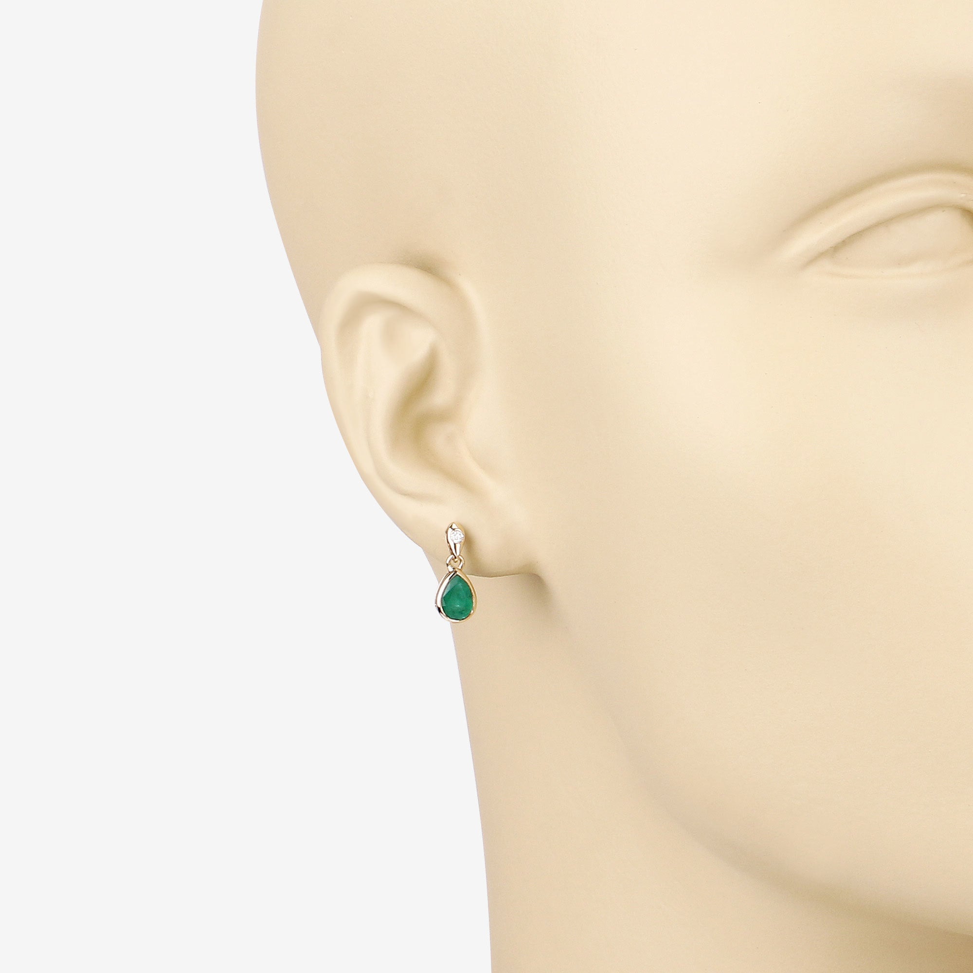 1.35 Carat Genuine Zambian Emerald and White Diamond 14K Yellow Gold Earrings DestGlow