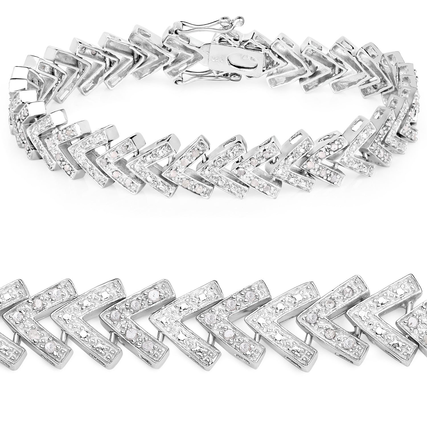 0.90 Carat Genuine White Diamond .925 Sterling Silver Bracelet DestGlow