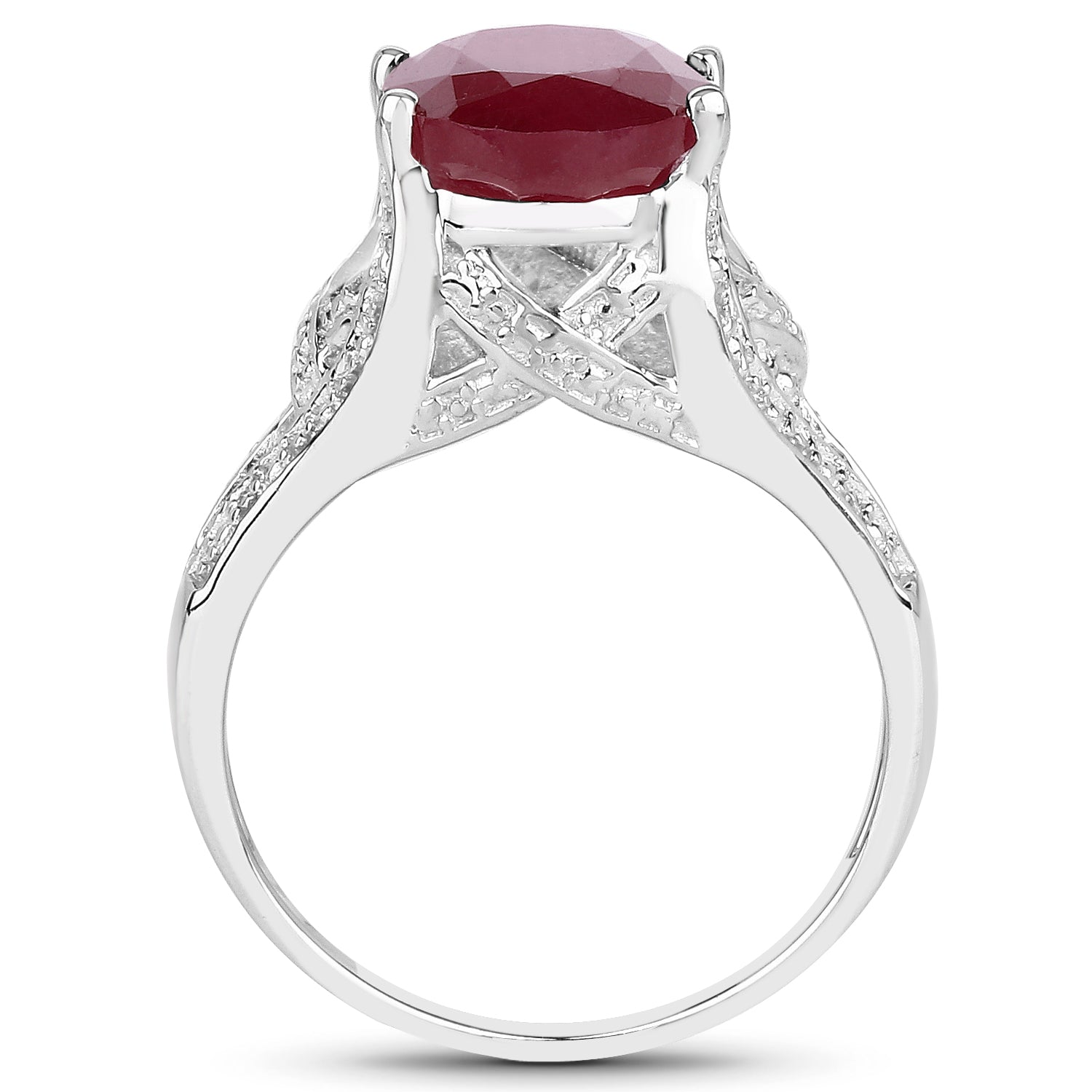 4.00 Carat Genuine Glass Filled Ruby .925 Sterling Silver Ring DestGlow