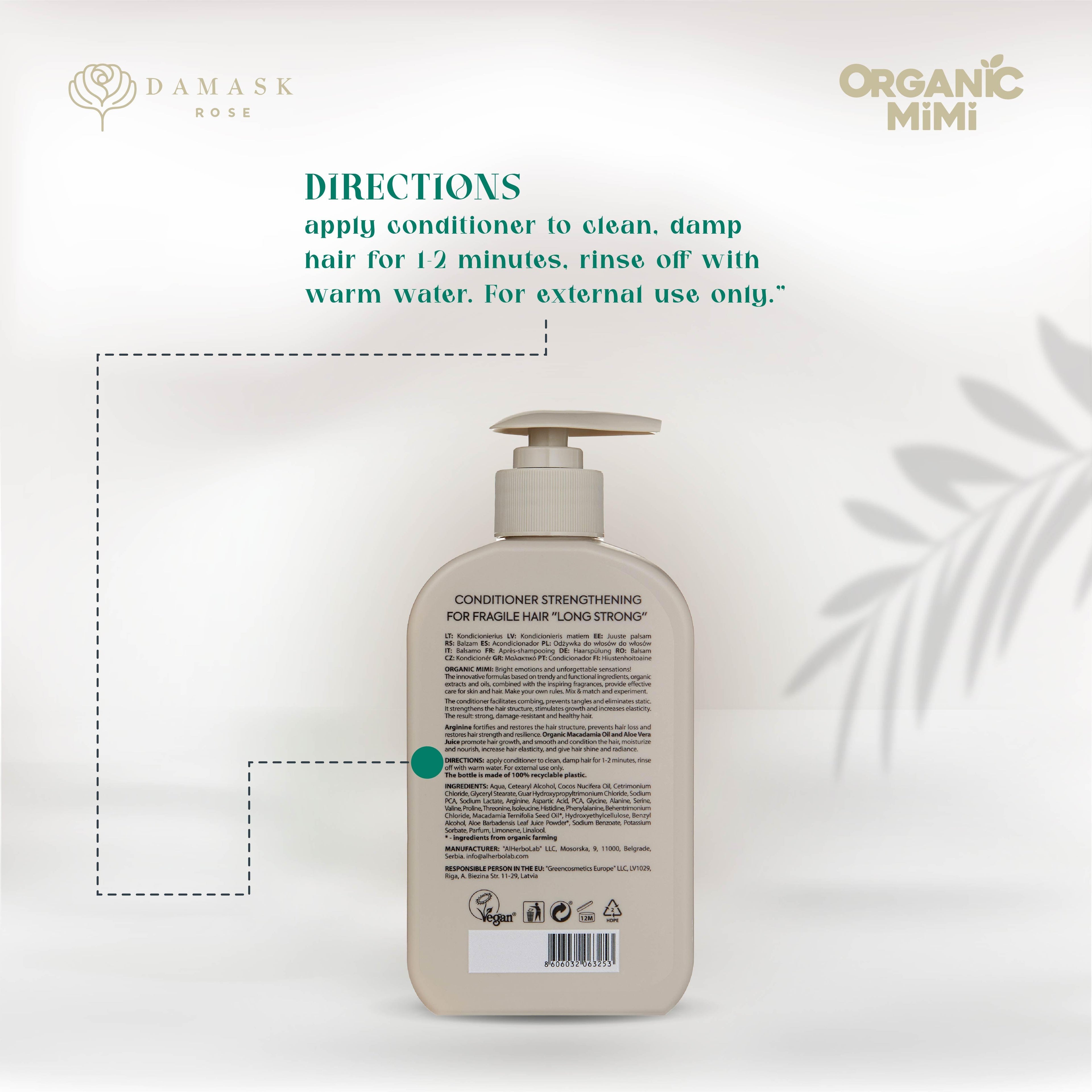 ORGANIC MIMI, CONDITIONER STRENGTHENING LONG STRONG, 300 ml by Damask Rose