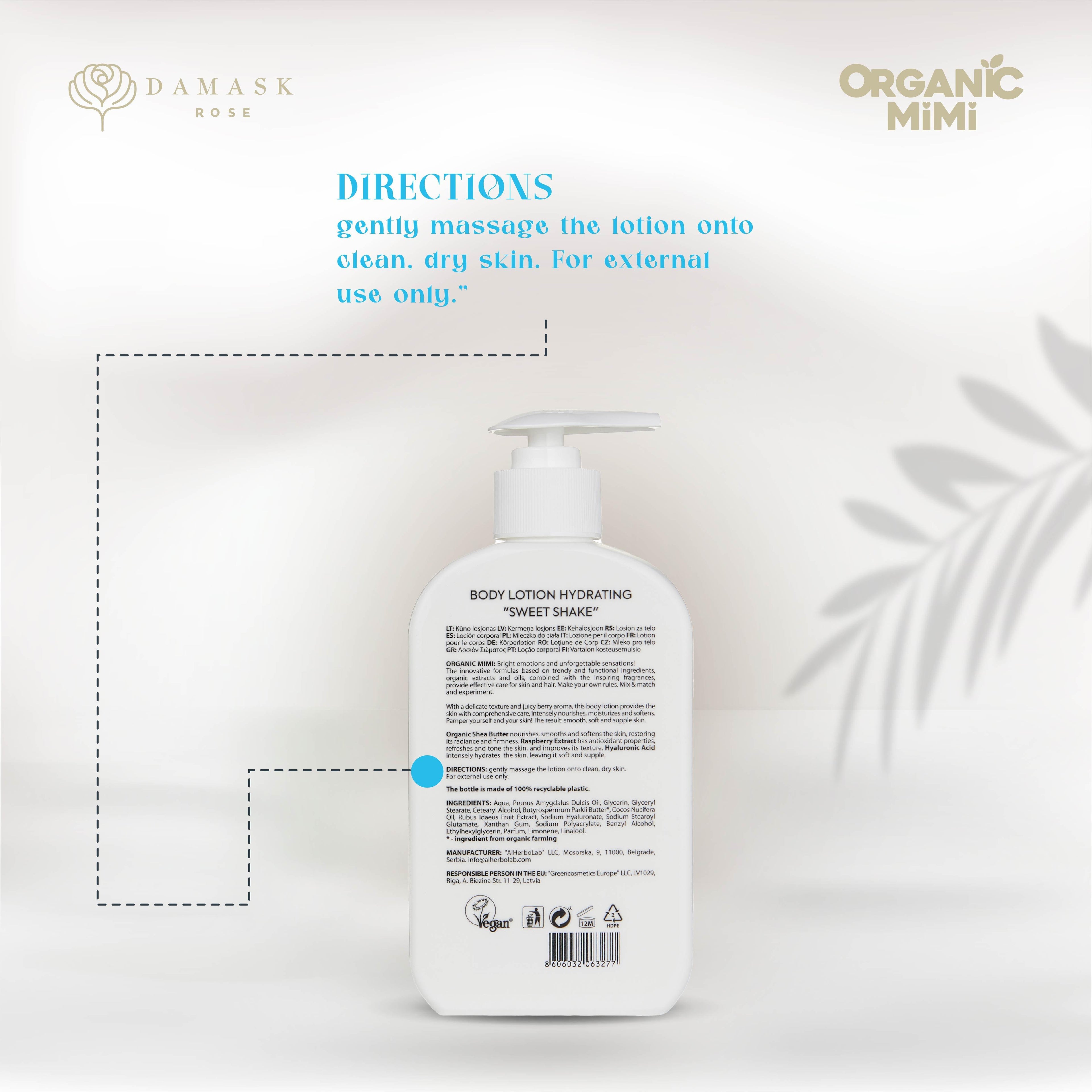 ORGANIC MIMI, BODY LOTION HYDRATING SWEET SHAKE, 300 ml by Damask Rose
