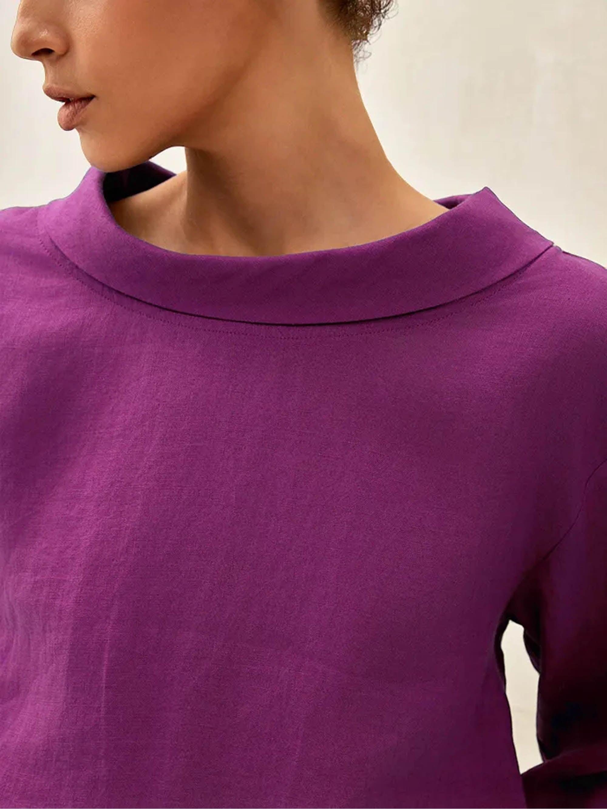 100% Linen Draped Neck Top HOLLIS by LINTICO