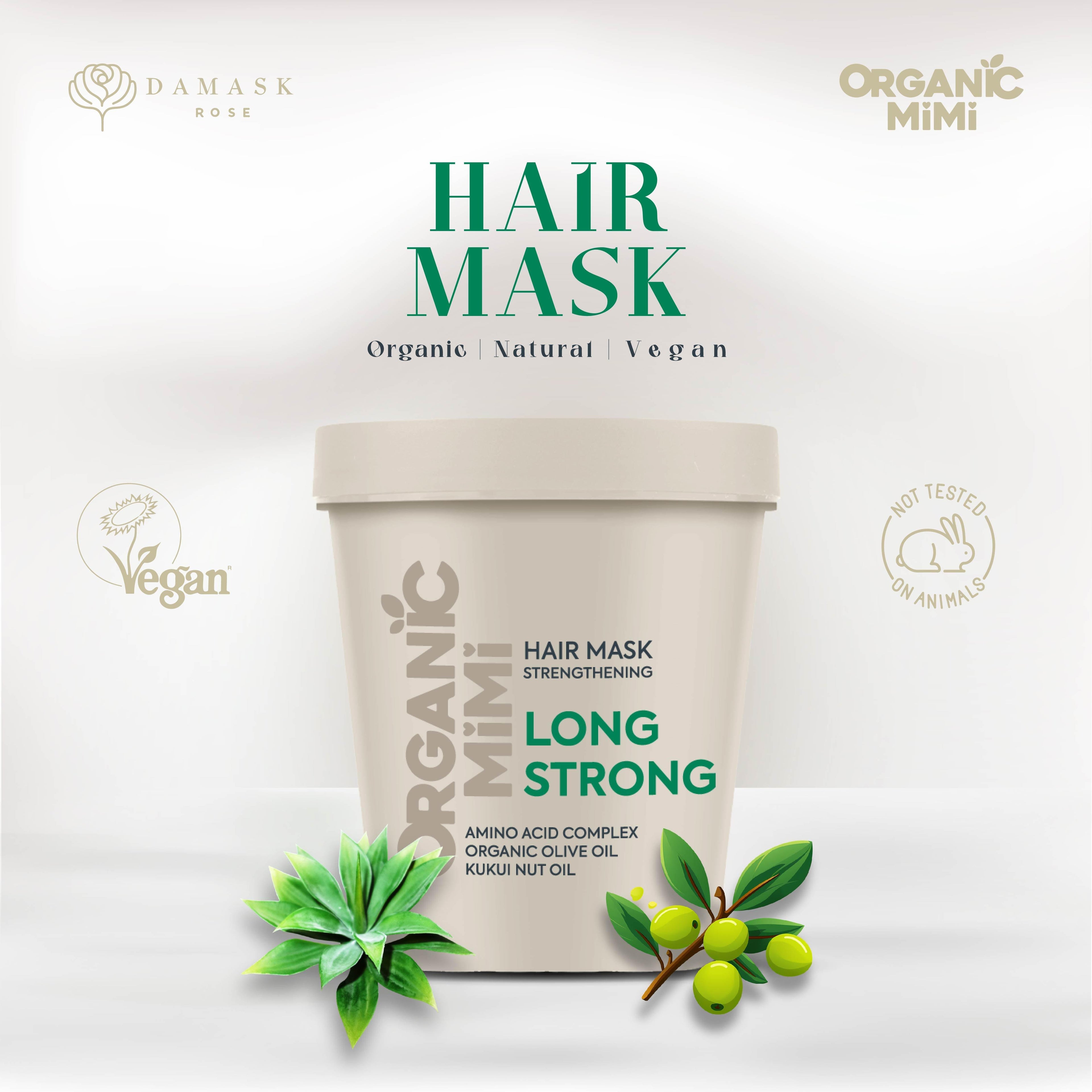 ORGANIC MIMI, HAIR MASK STRENGTHENING LONG STRONG, 200 ml by Damask Rose