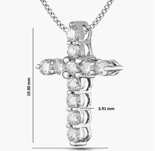 Moissanite Cross Pendant - 0.55 Ct Forever Brilliant 14K White Gold Necklace