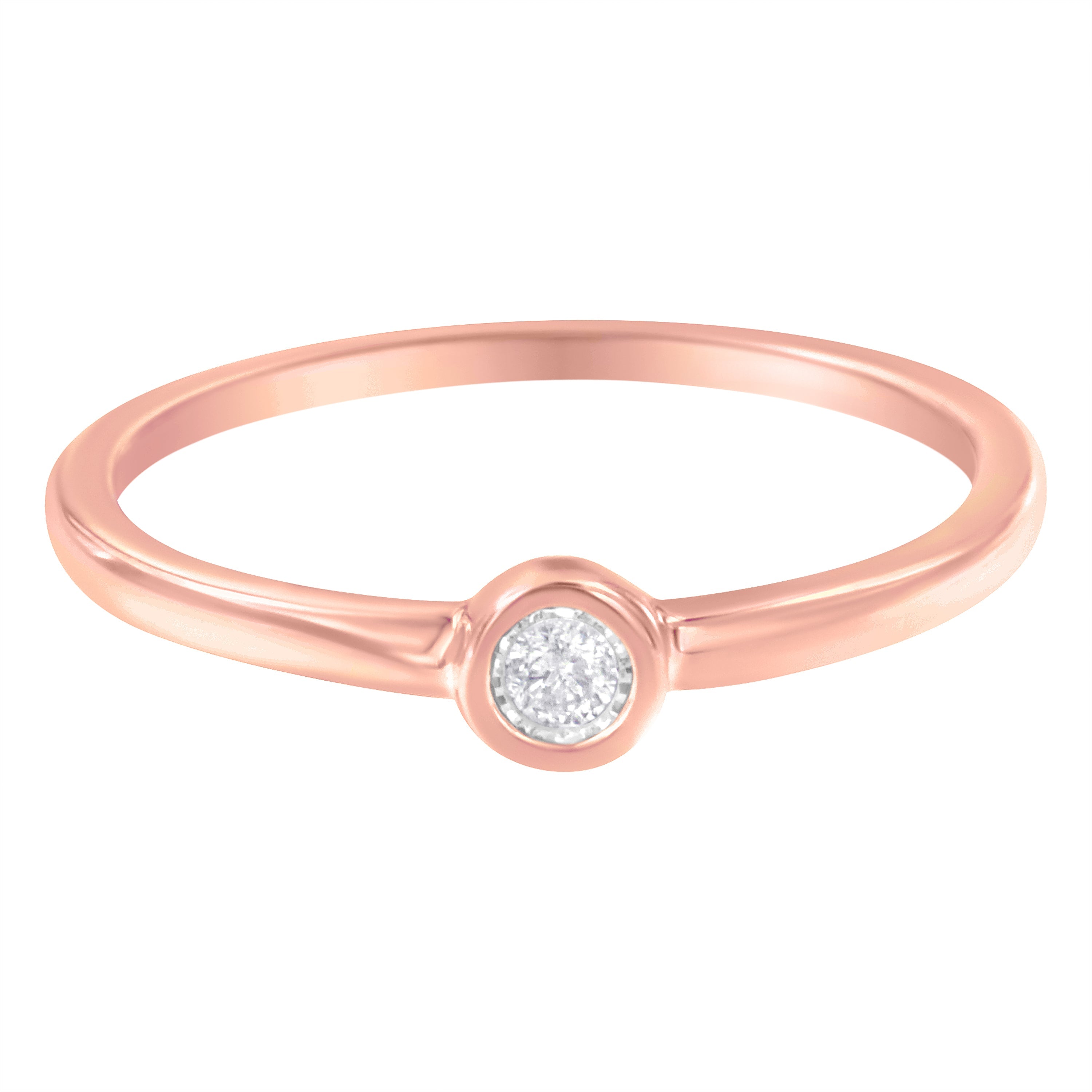 14K Rose Gold Plated .925 Sterling Silver Miracle Set Diamond Ring (1/20 Cttw, J-K Color, I1-I2 Clarity) - Size 6 by Bids.com