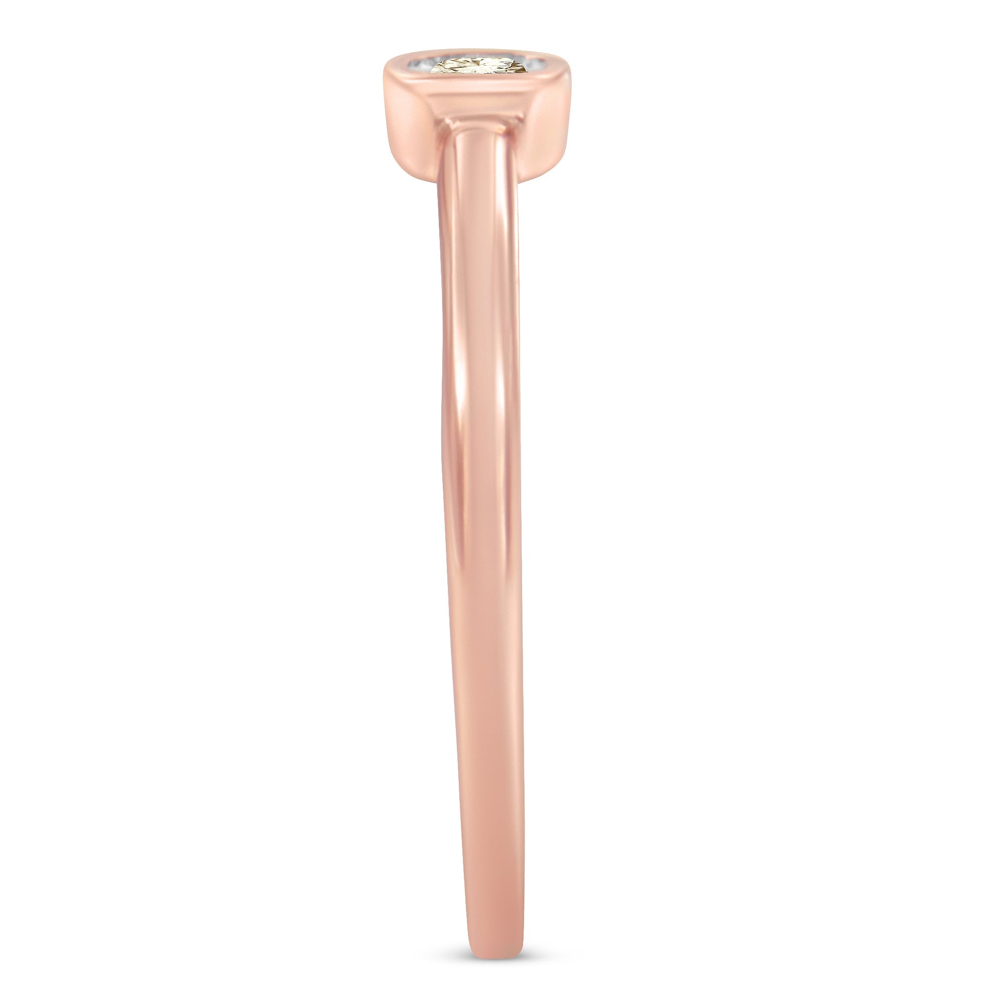 14K Rose Gold Plated .925 Sterling Silver 1/20 Carat Diamond Square Cushion-Shaped Miracle Set Petite Fashion Promise Ring (J-K Color, I1-I2 Clarity) - Size 6 by Bids.com