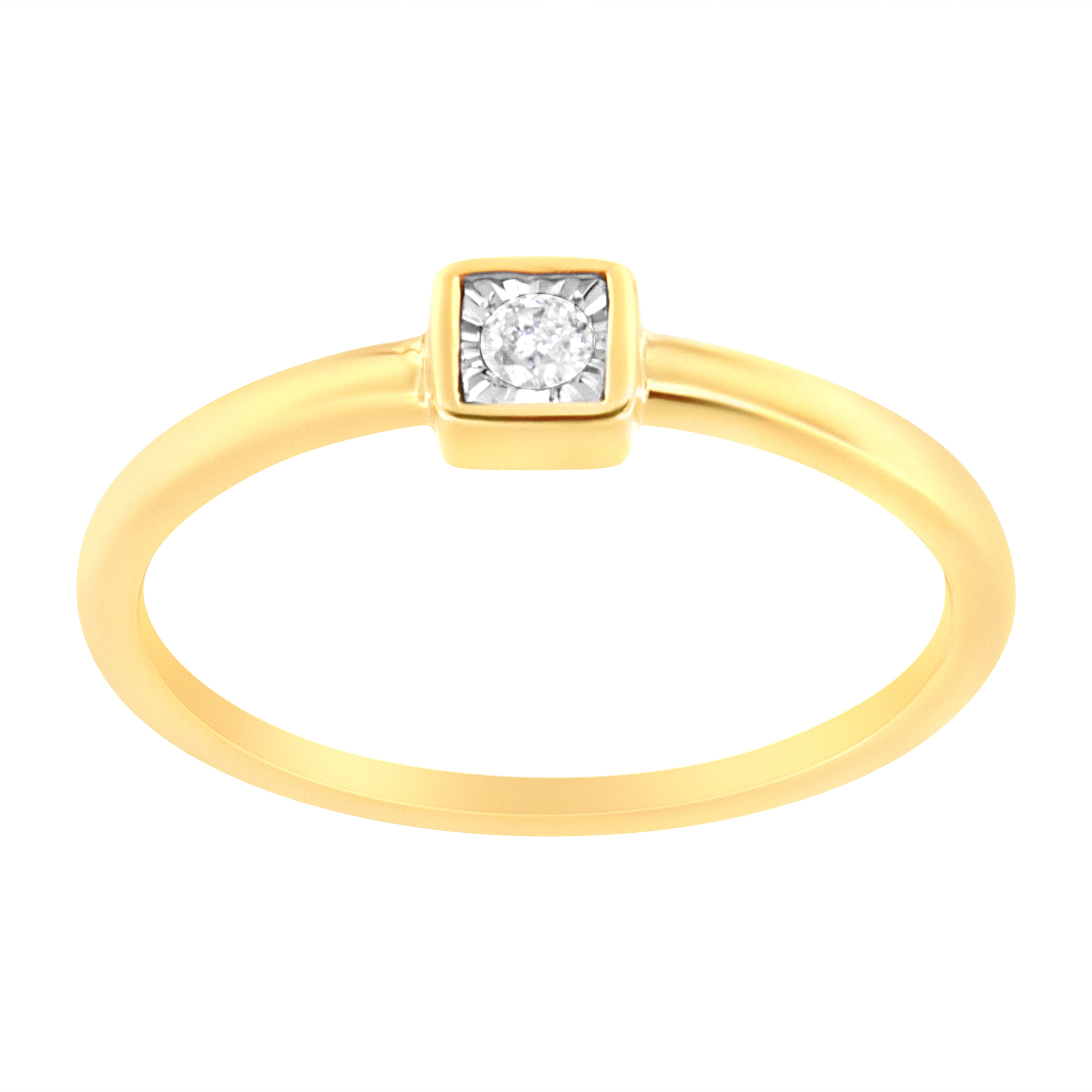 14K Yellow Gold Plated .925 Sterling Silver 1/20 cttw Miracle Set Diamond Promise Ring (J-K Color, I1-I2 Clarity) - Size 6 DestGlow