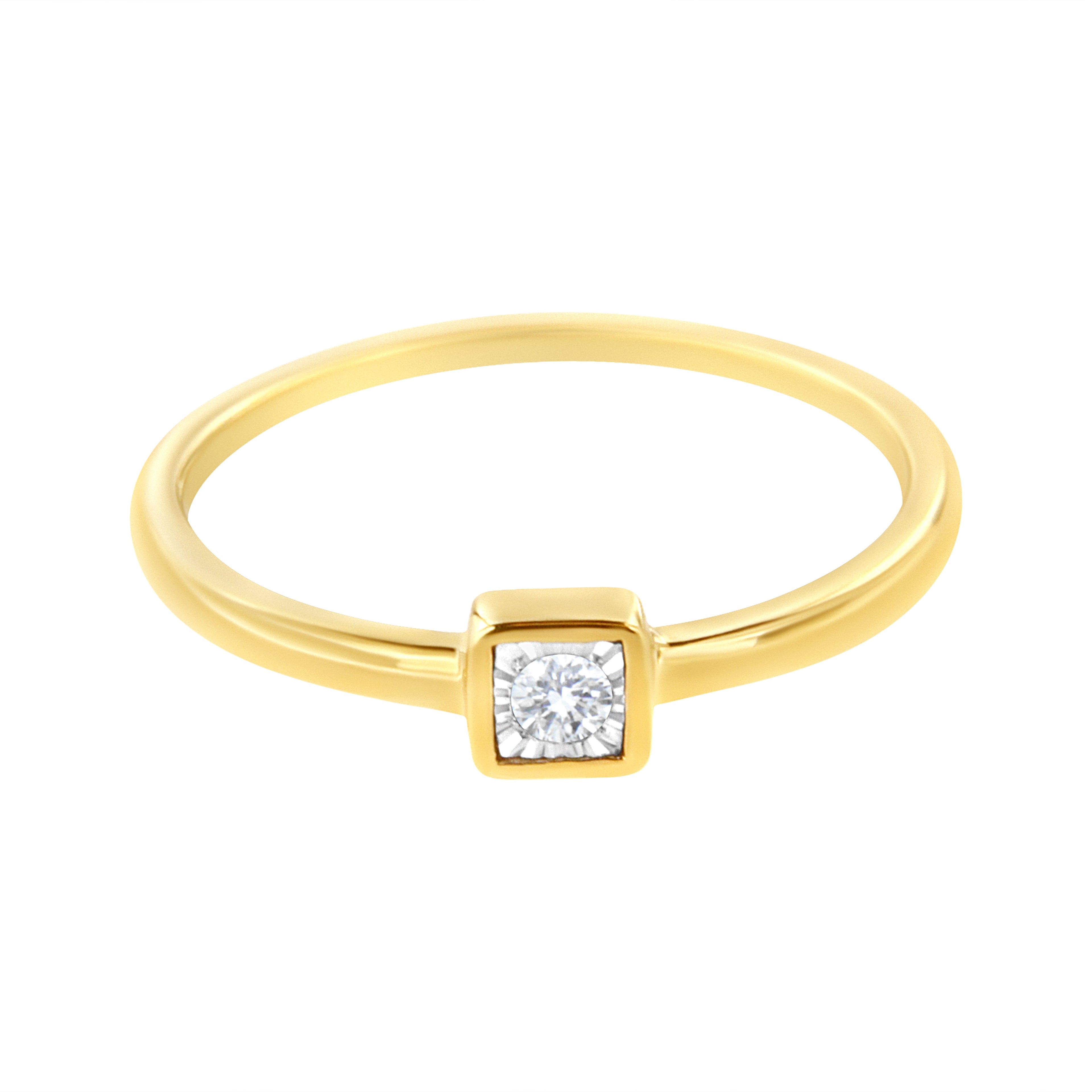 14K Yellow Gold Plated .925 Sterling Silver 1/20 cttw Miracle Set Diamond Promise Ring (J-K Color, I1-I2 Clarity) - Size 6 DestGlow