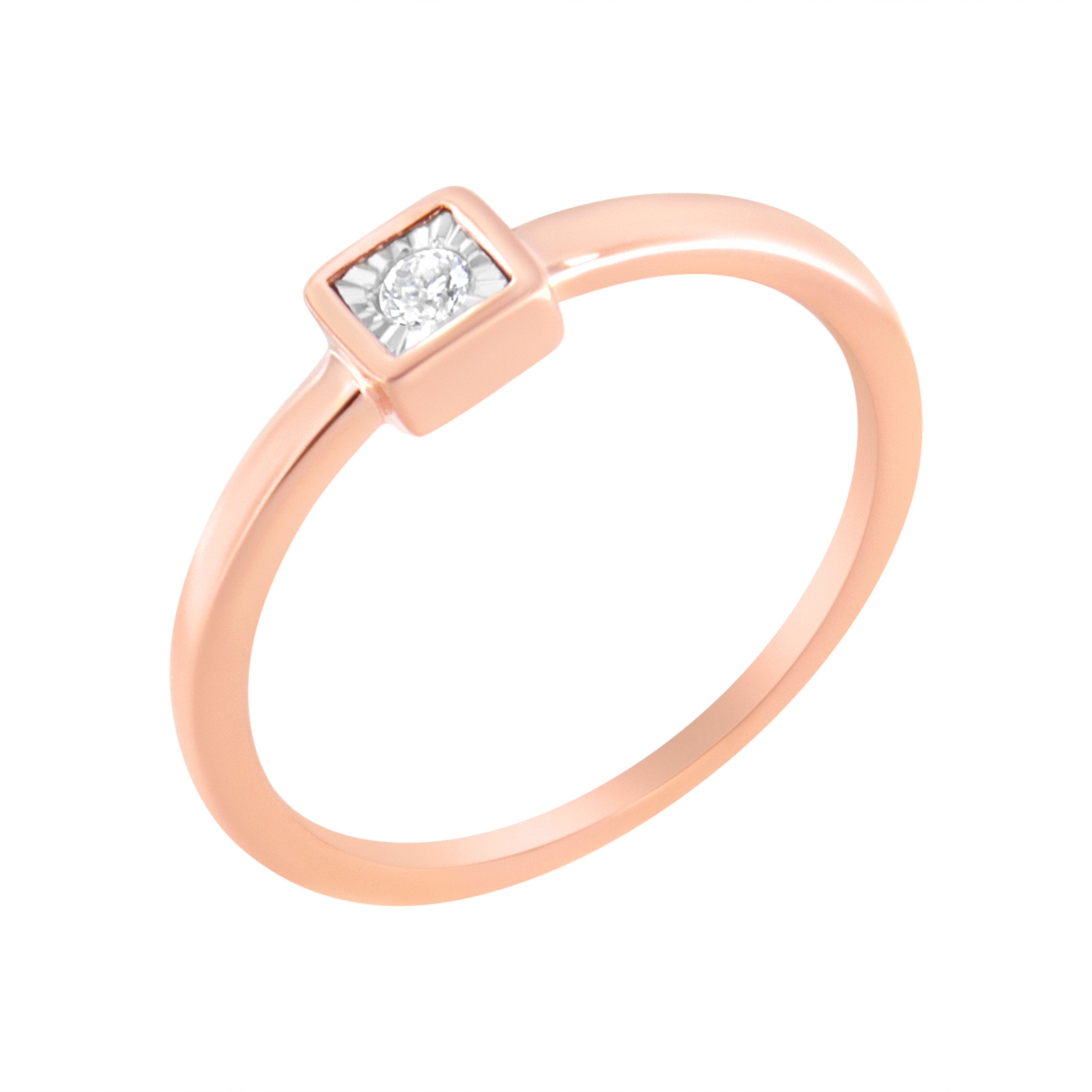 14K Rose Gold Plated .925 Sterling Silver 1/20 cttw Miracle Set Diamond Promise Ring (J-K Color, I1-I2 Clarity) - Size 6 by Bids.com