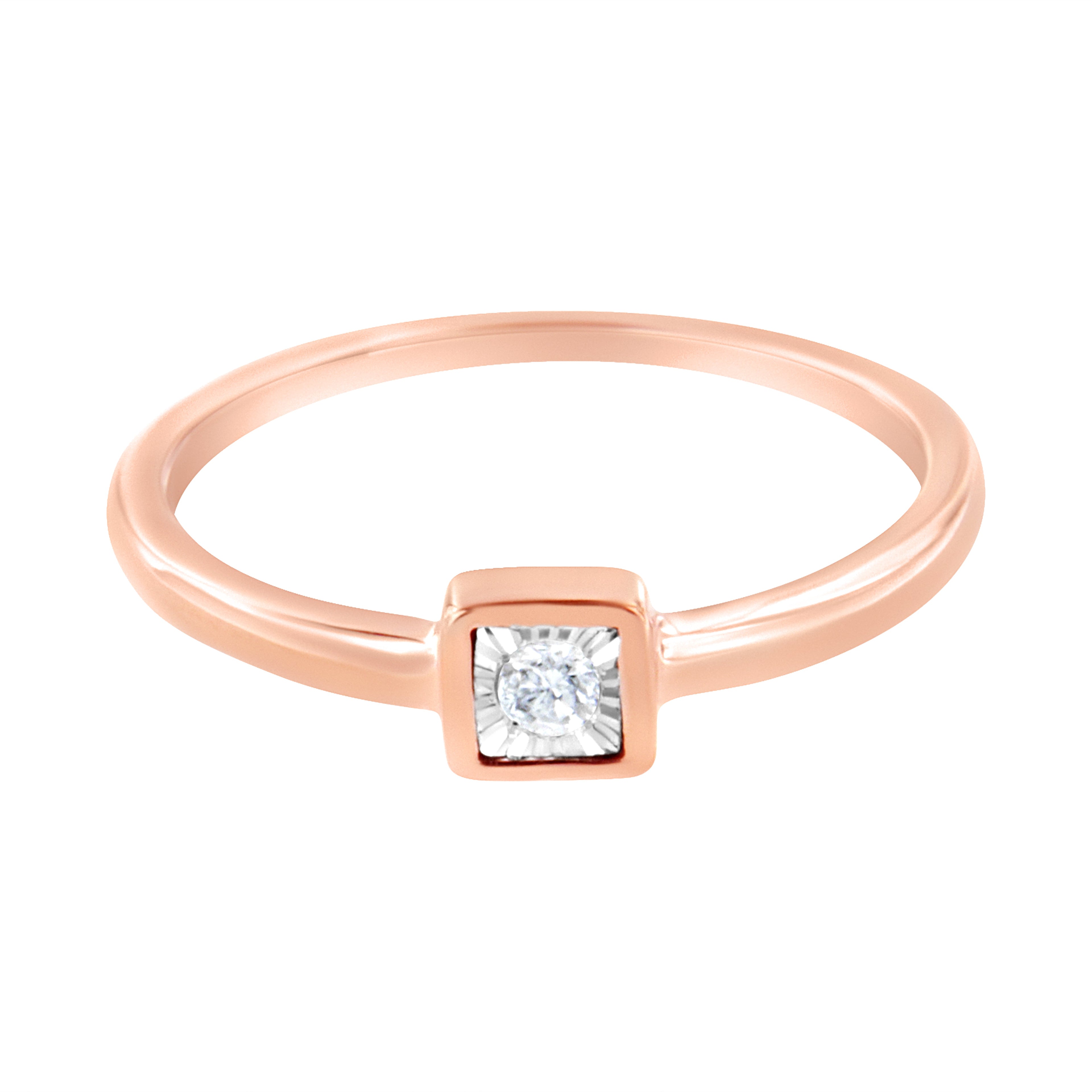 14K Rose Gold Plated .925 Sterling Silver 1/20 cttw Miracle Set Diamond Promise Ring (J-K Color, I1-I2 Clarity) - Size 6 by Bids.com