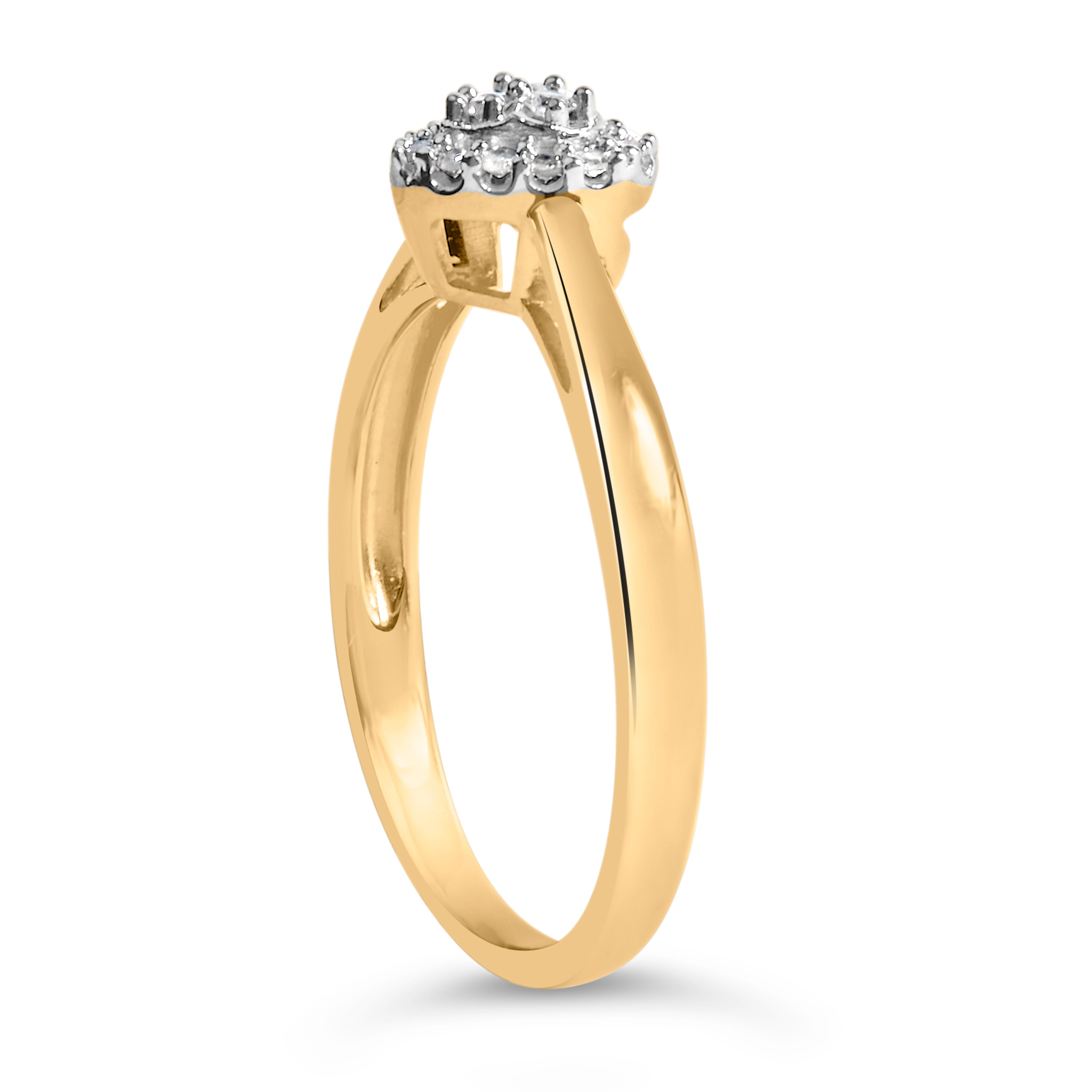 10K Yellow Gold 1/10 Cttw Diamond Heart and Halo Promise Ring by Bids.com