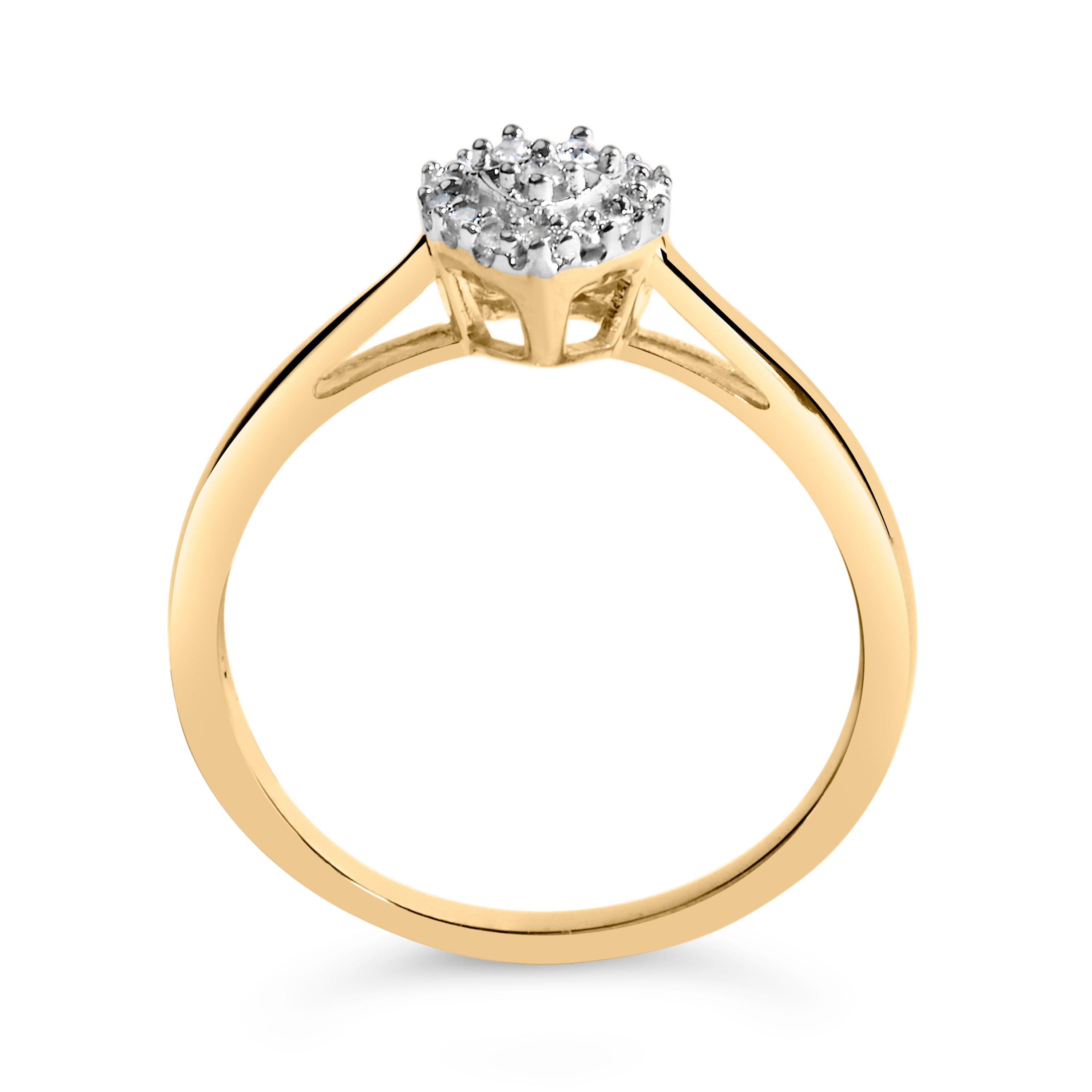 10K Yellow Gold 1/10 Cttw Diamond Heart and Halo Promise Ring by Bids.com