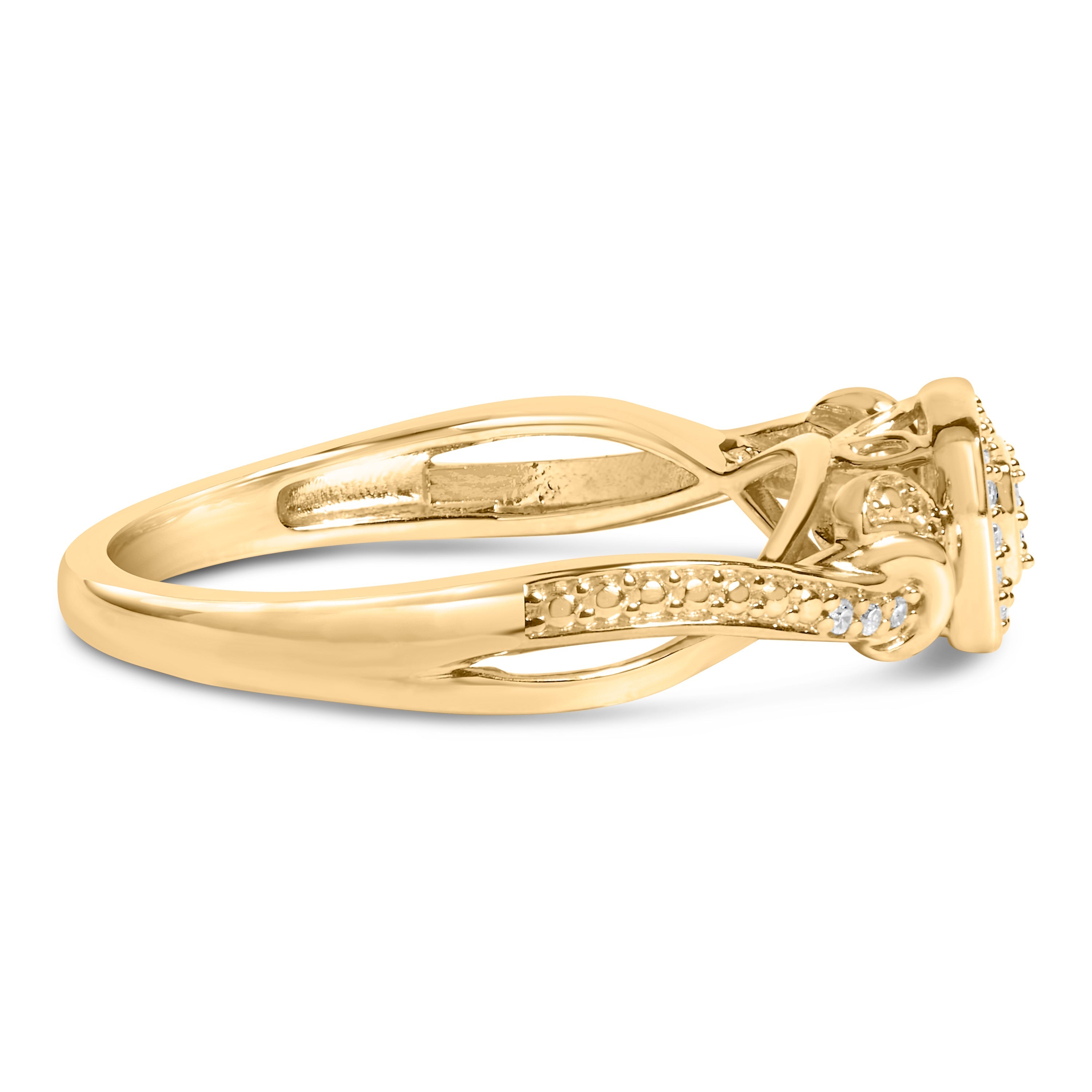 14K Yellow Gold Plated .925 Sterling Silver 1/10 Cttw Round-Cut Diamond Composite Halo Engagement Ring (I-J Color, I3 Clarity)- Size 7 DestGlow