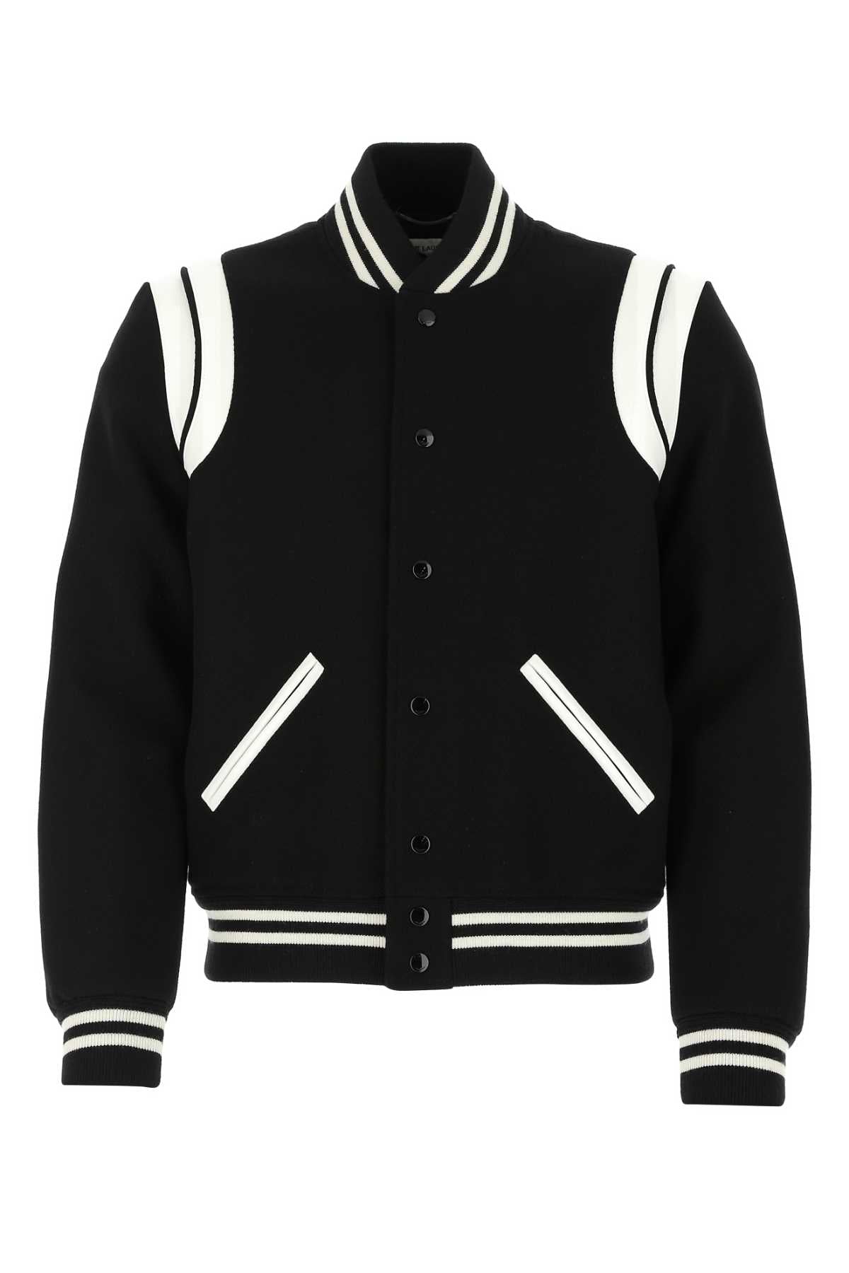 Saint Laurent Men Black Wool Blend Bomber Jacket DestGlow