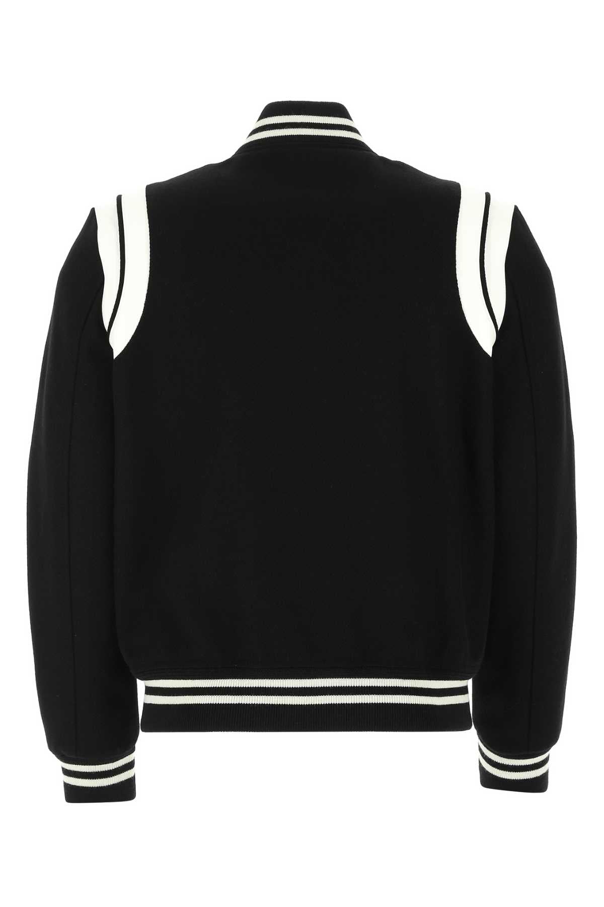 Saint Laurent Men Black Wool Blend Bomber Jacket DestGlow