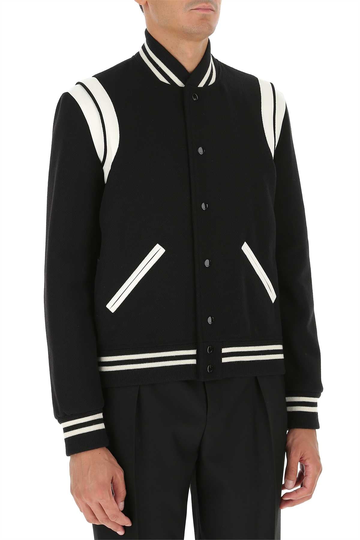Saint Laurent Men Black Wool Blend Bomber Jacket DestGlow