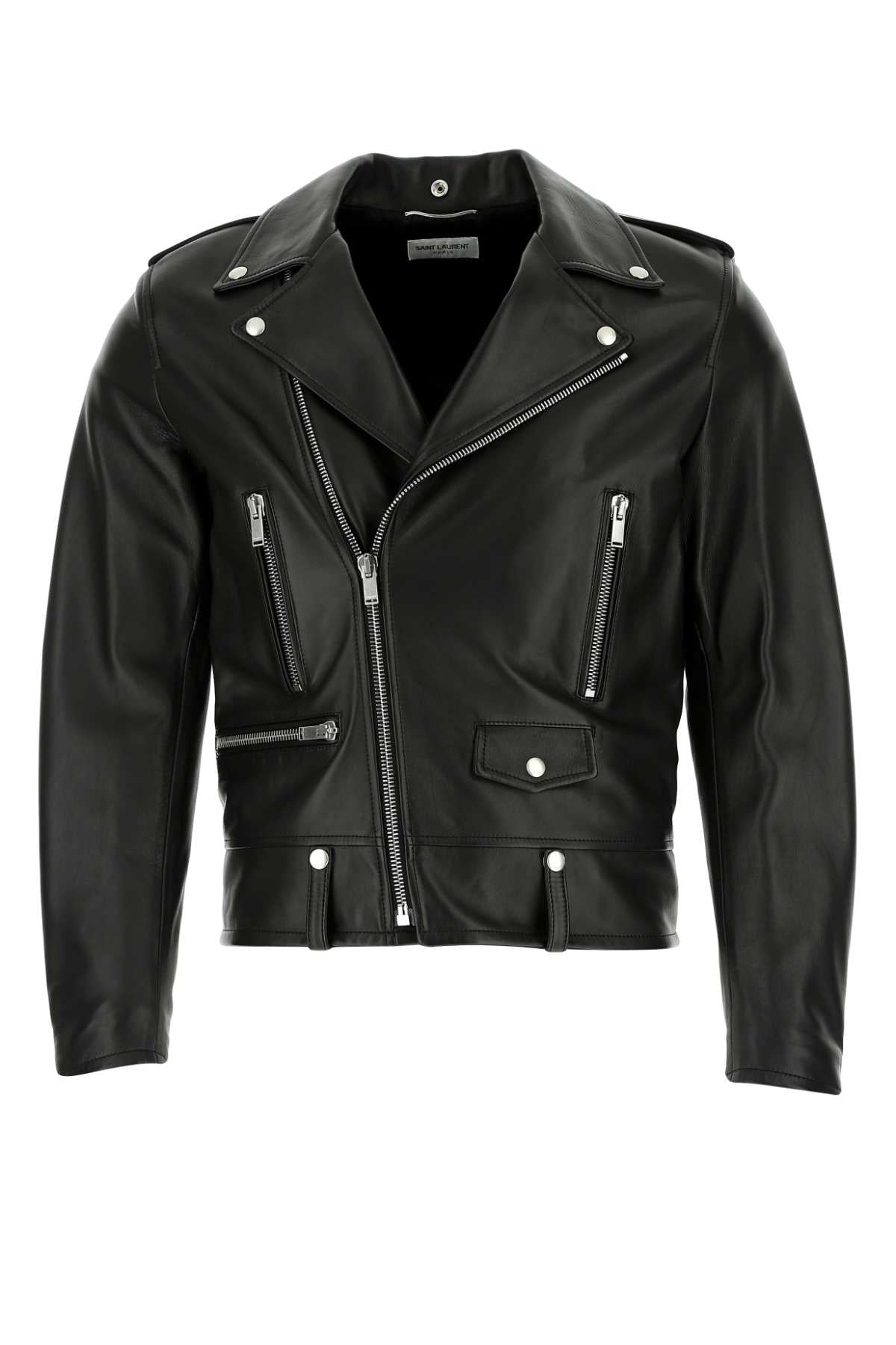 Saint Laurent Men Black Leather Jacket by Luosophy
