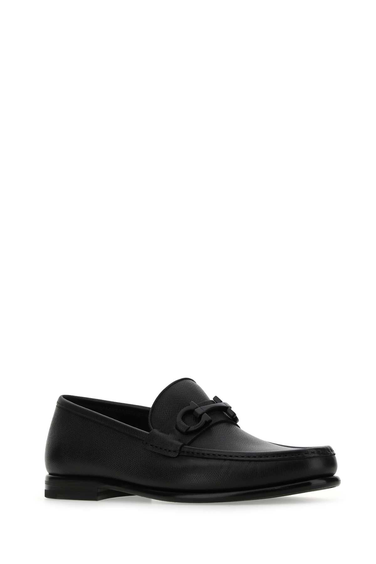 Salvatore Ferragamo Men Black Leather Loafers DestGlow