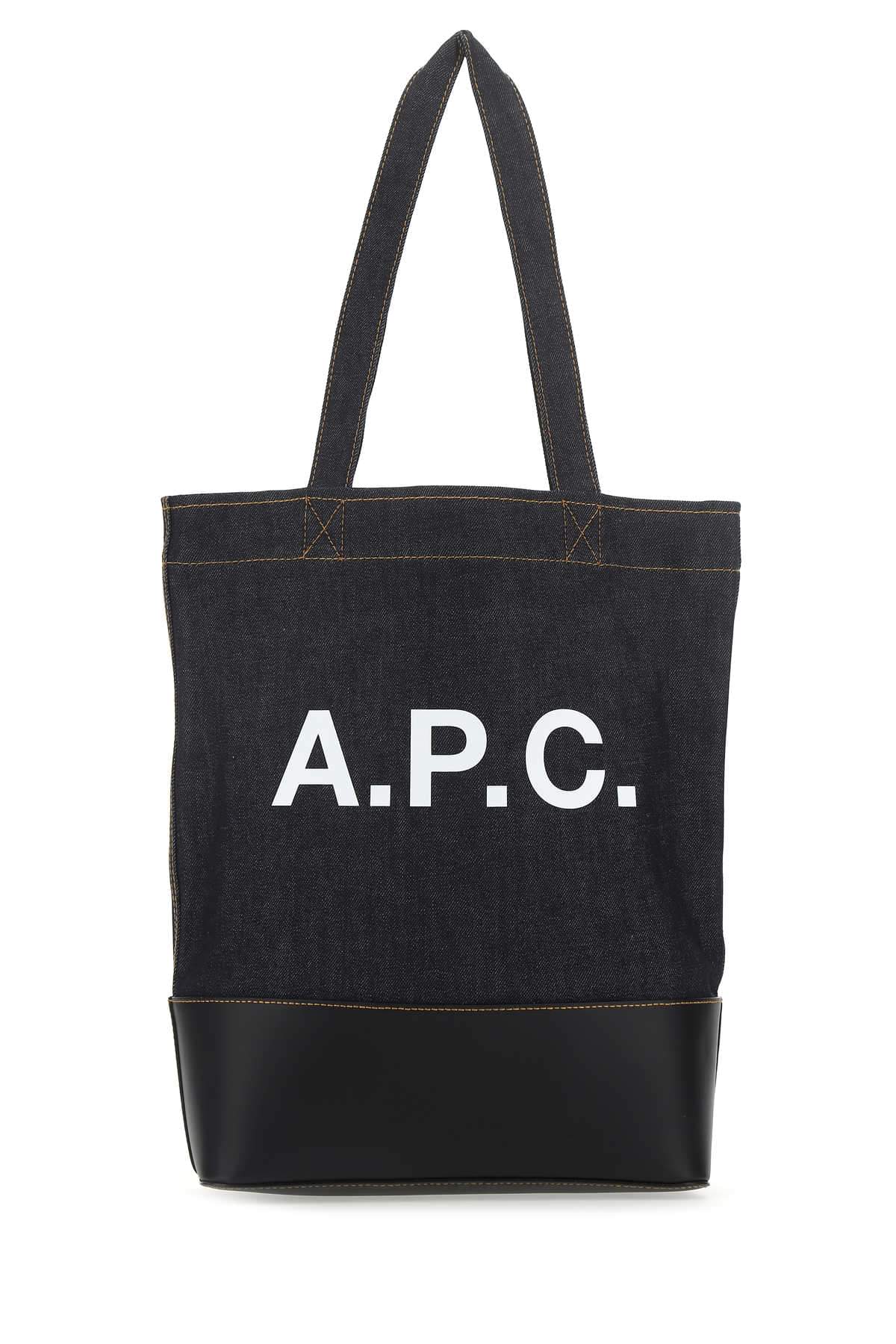 A.P.C. Men Blue Denim And Leather Shopping Bag DestGlow