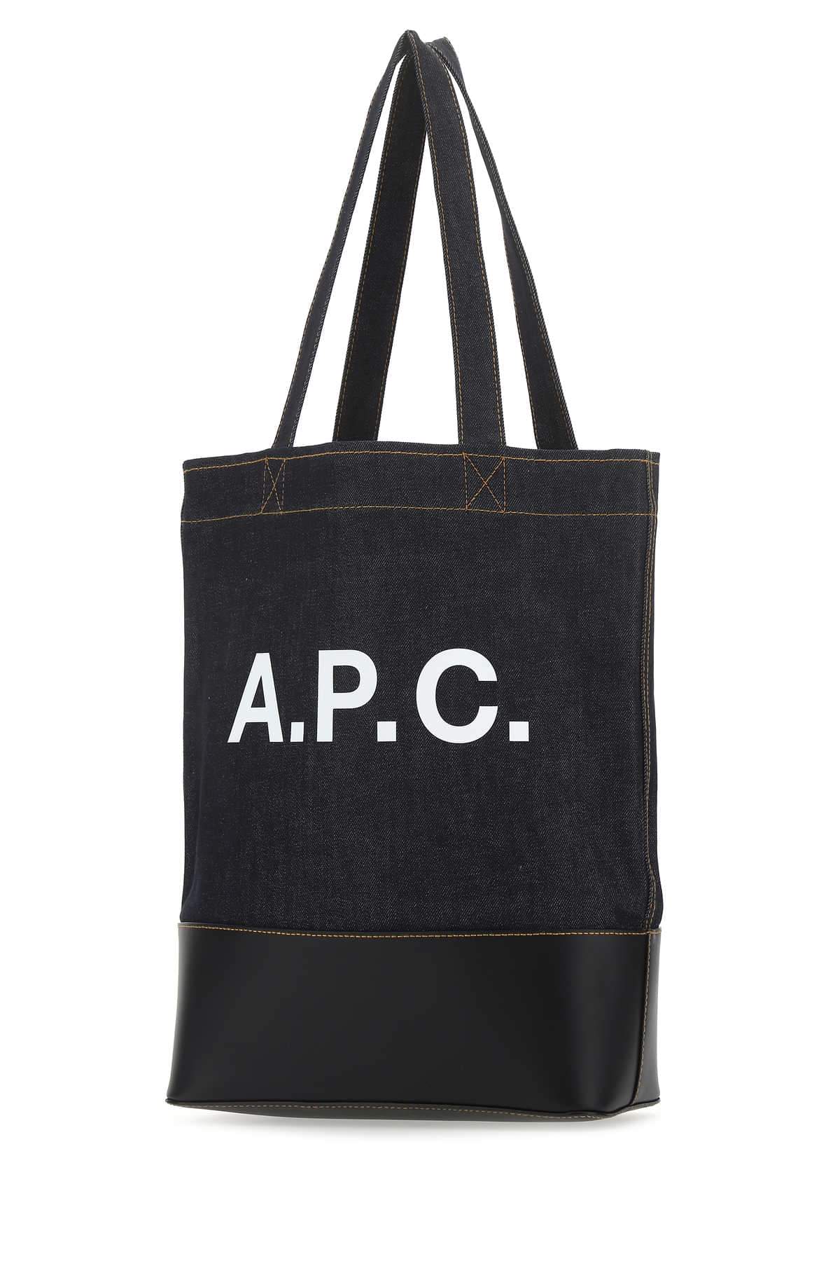 A.P.C. Men Blue Denim And Leather Shopping Bag DestGlow
