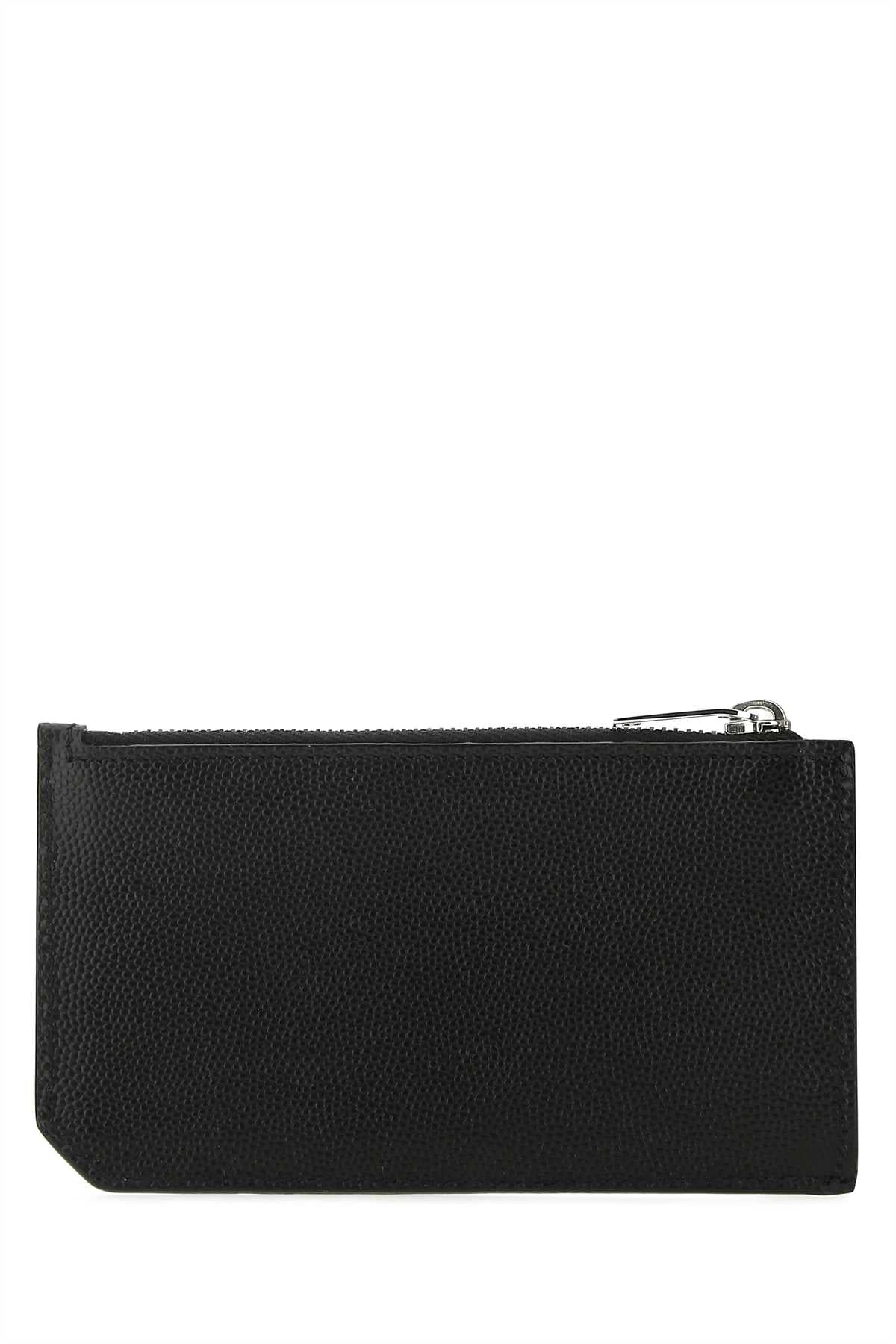 Saint Laurent Men Black Leather Card Holder