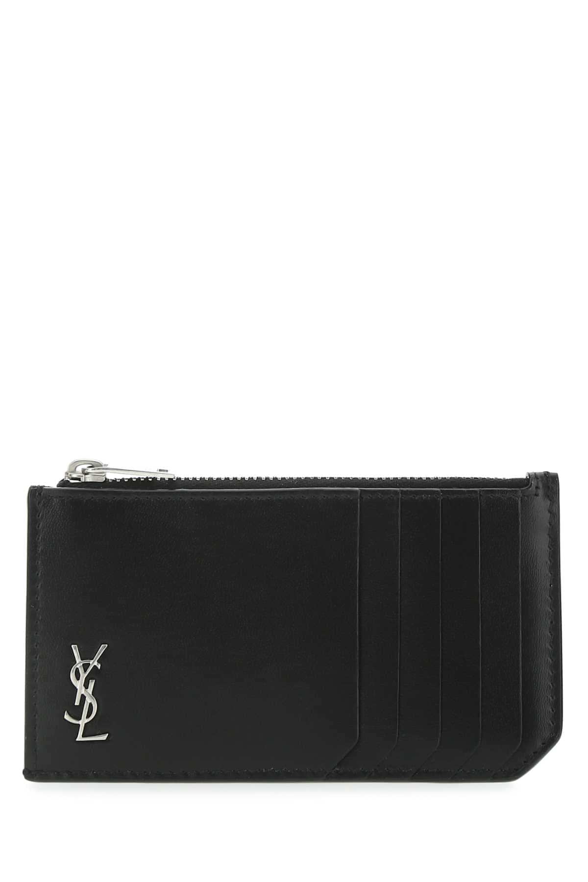 Saint Laurent Men Black Leather Card Holder DestGlow