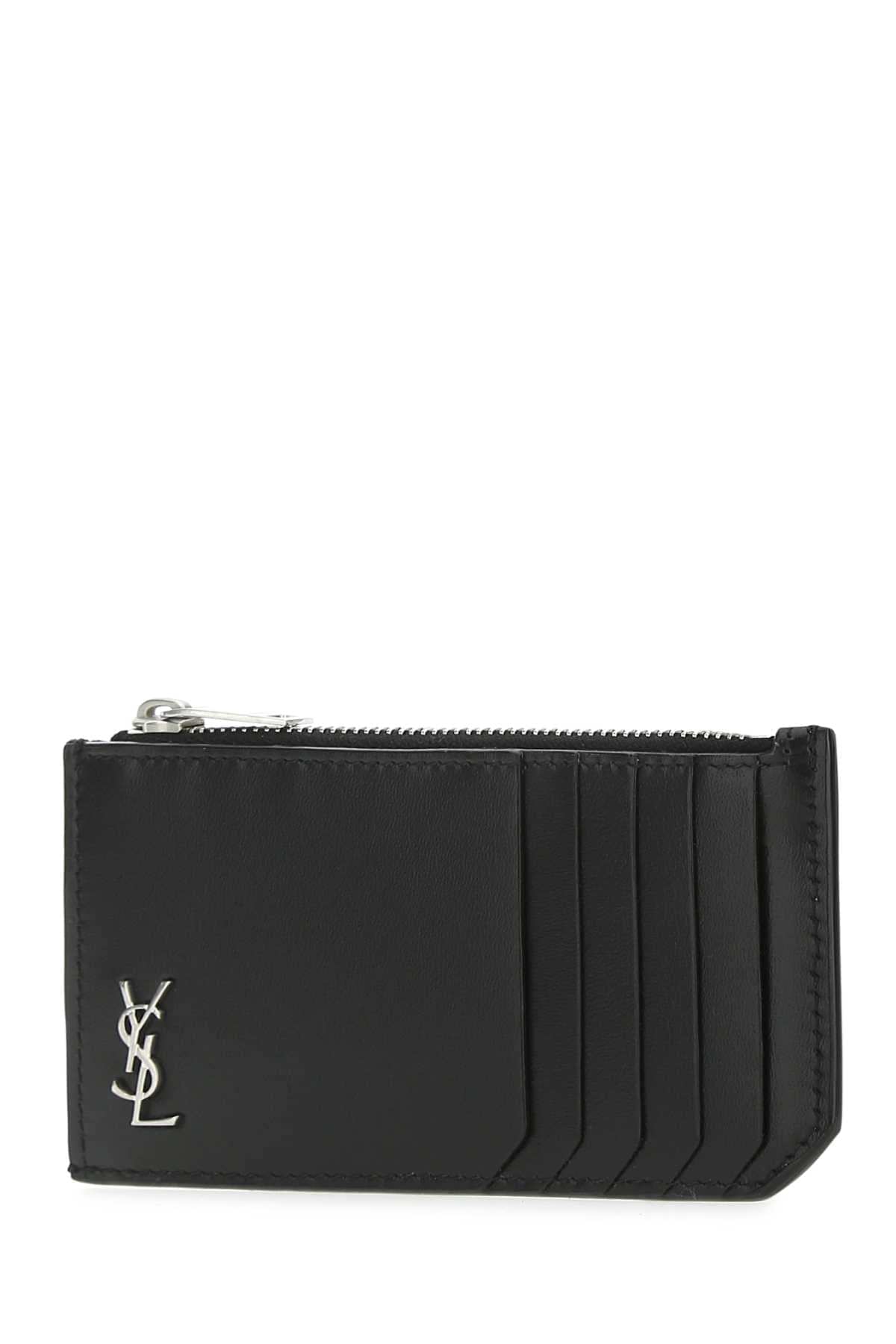 Saint Laurent Men Black Leather Card Holder DestGlow