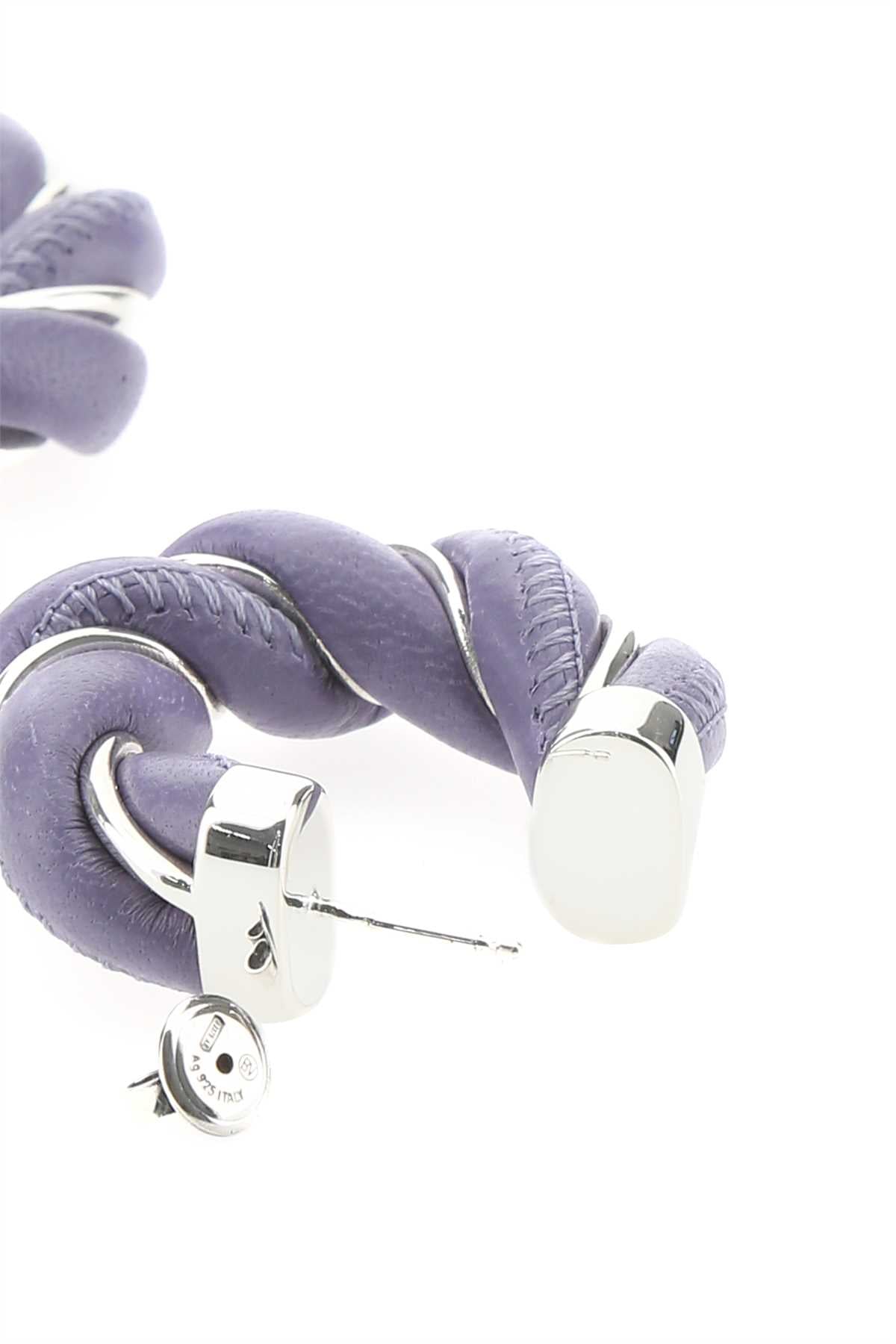 Bottega Veneta Women Lilac Nappa Leather And 925 Silver Earrings by Luosophy