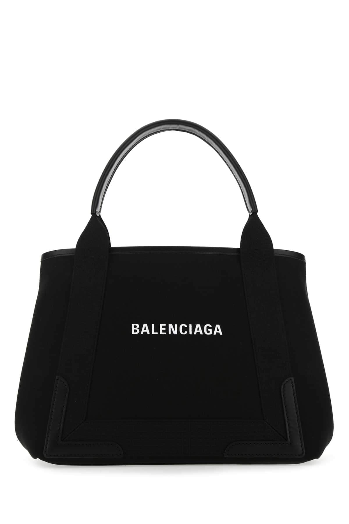 Balenciaga Women Black Canvas Small Cabas Navy Handbag DestGlow