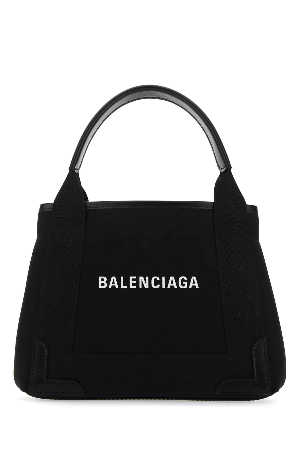Balenciaga Women Black Canvas Cabas Navy Xs Handbag DestGlow