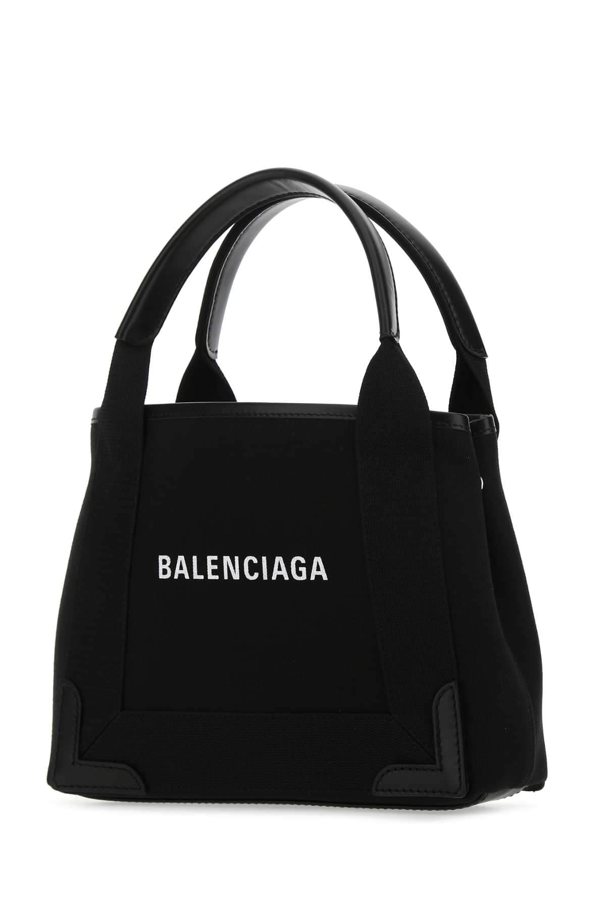 Balenciaga Women Black Canvas Cabas Navy Xs Handbag DestGlow