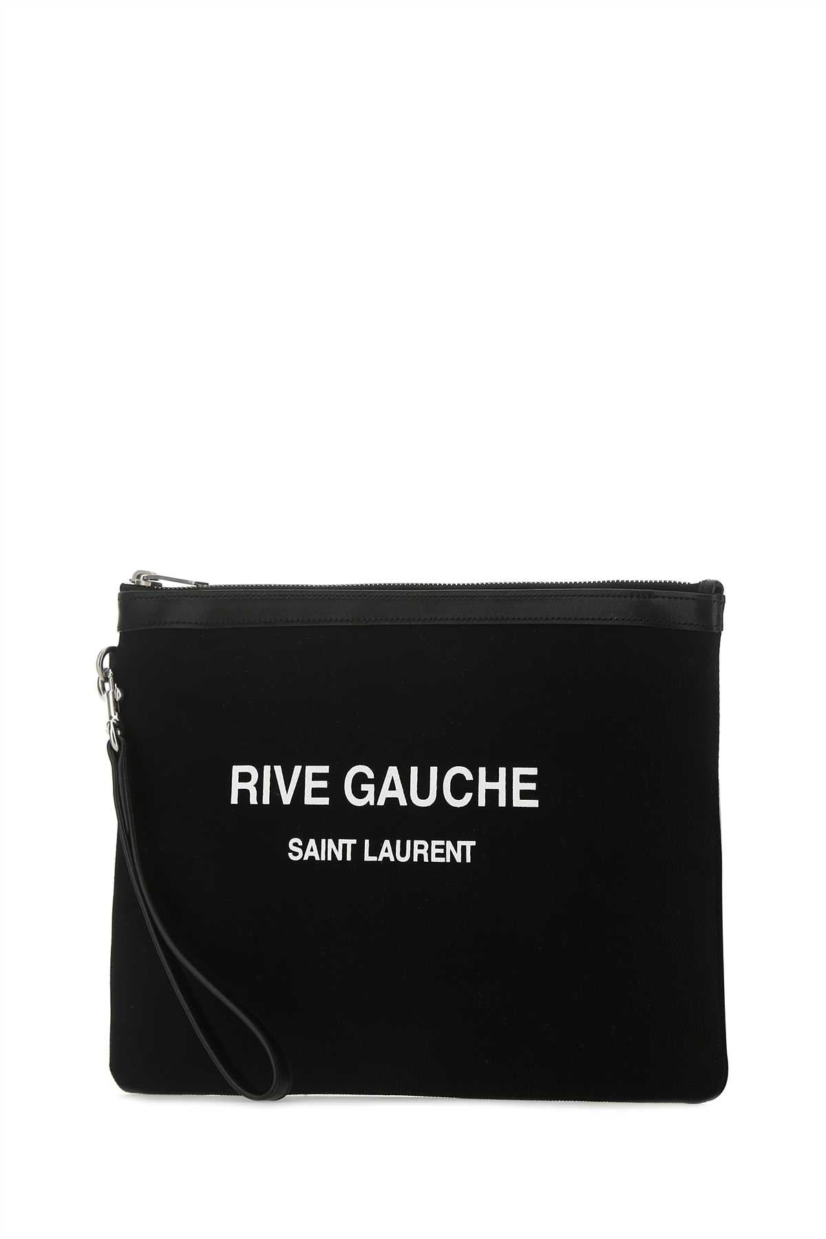 Saint Laurent Men Black Canvas Rive Gauche Clutch by Luosophy
