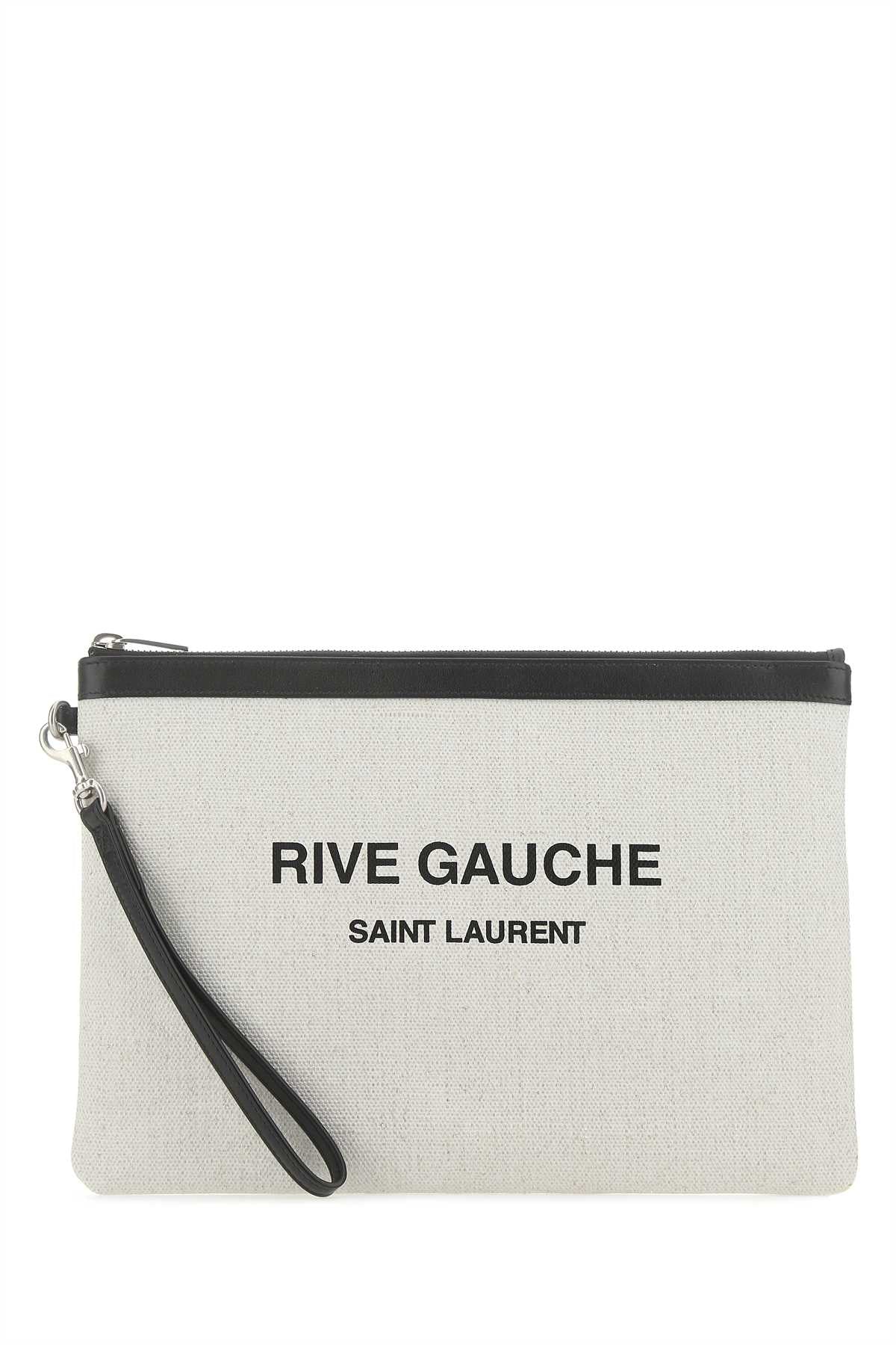 Saint Laurent Men Sand Canvas Rive Gauche Clutch by Luosophy