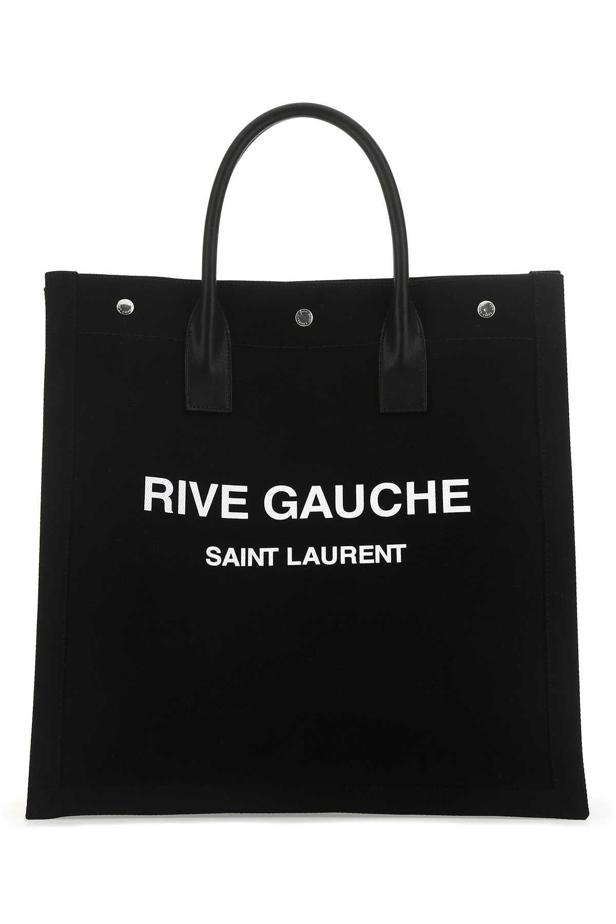 Saint Laurent Men Black Canvas Rive Gauche Shopping Bag DestGlow