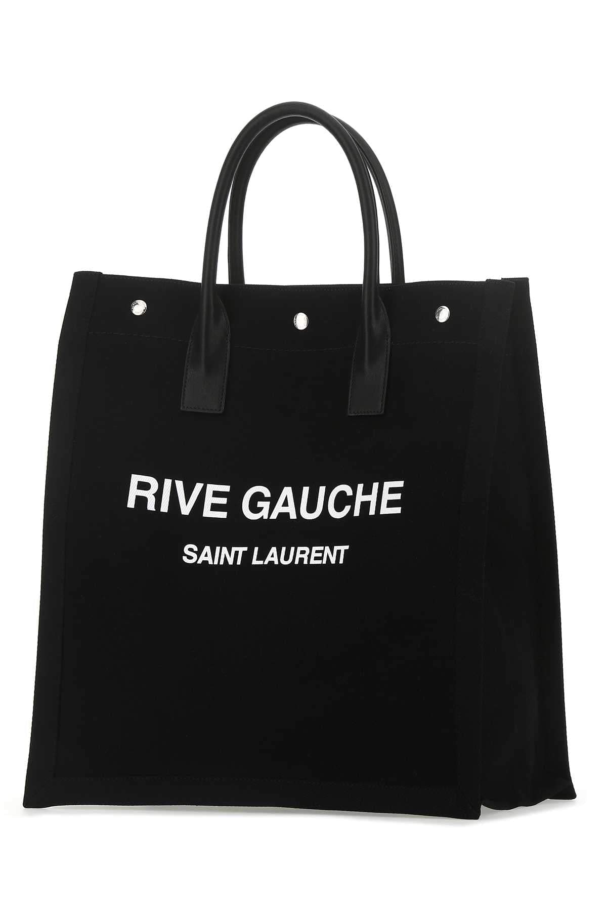 Saint Laurent Men Black Canvas Rive Gauche Shopping Bag DestGlow