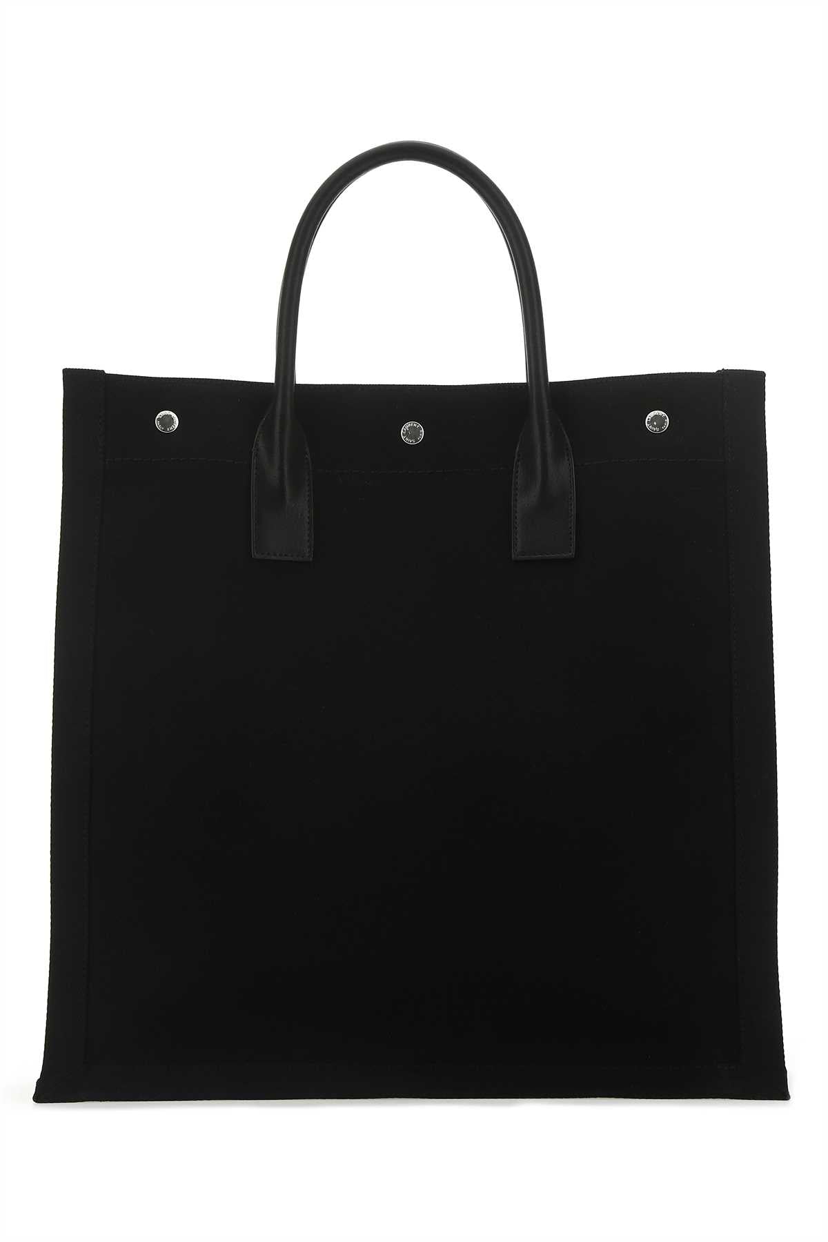 Saint Laurent Men Black Canvas Rive Gauche Shopping Bag DestGlow