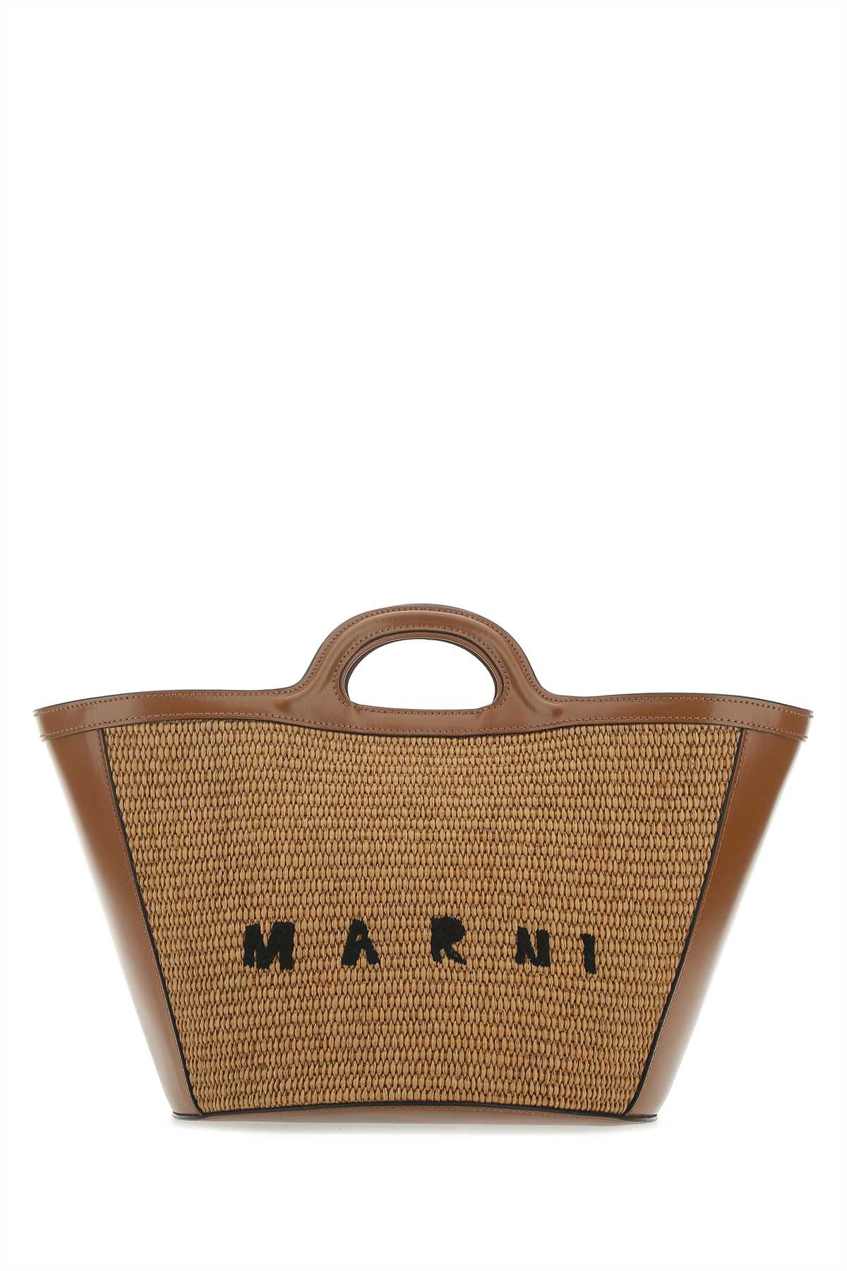 Marni Women Two-Tone Leather And Raffia Small Tropicalia Summer Handbag by Luosophy