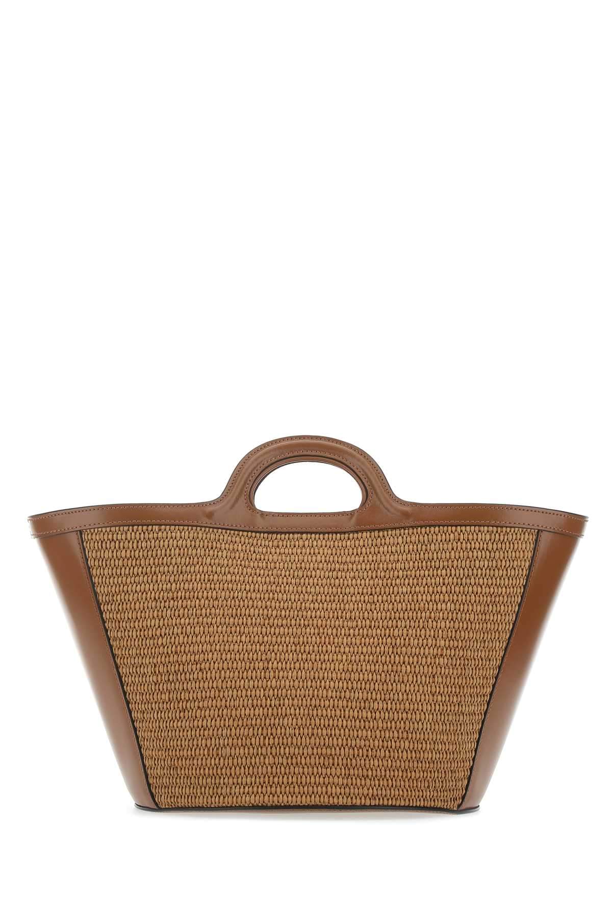 Marni Women Two-Tone Leather And Raffia Small Tropicalia Summer Handbag DestGlow
