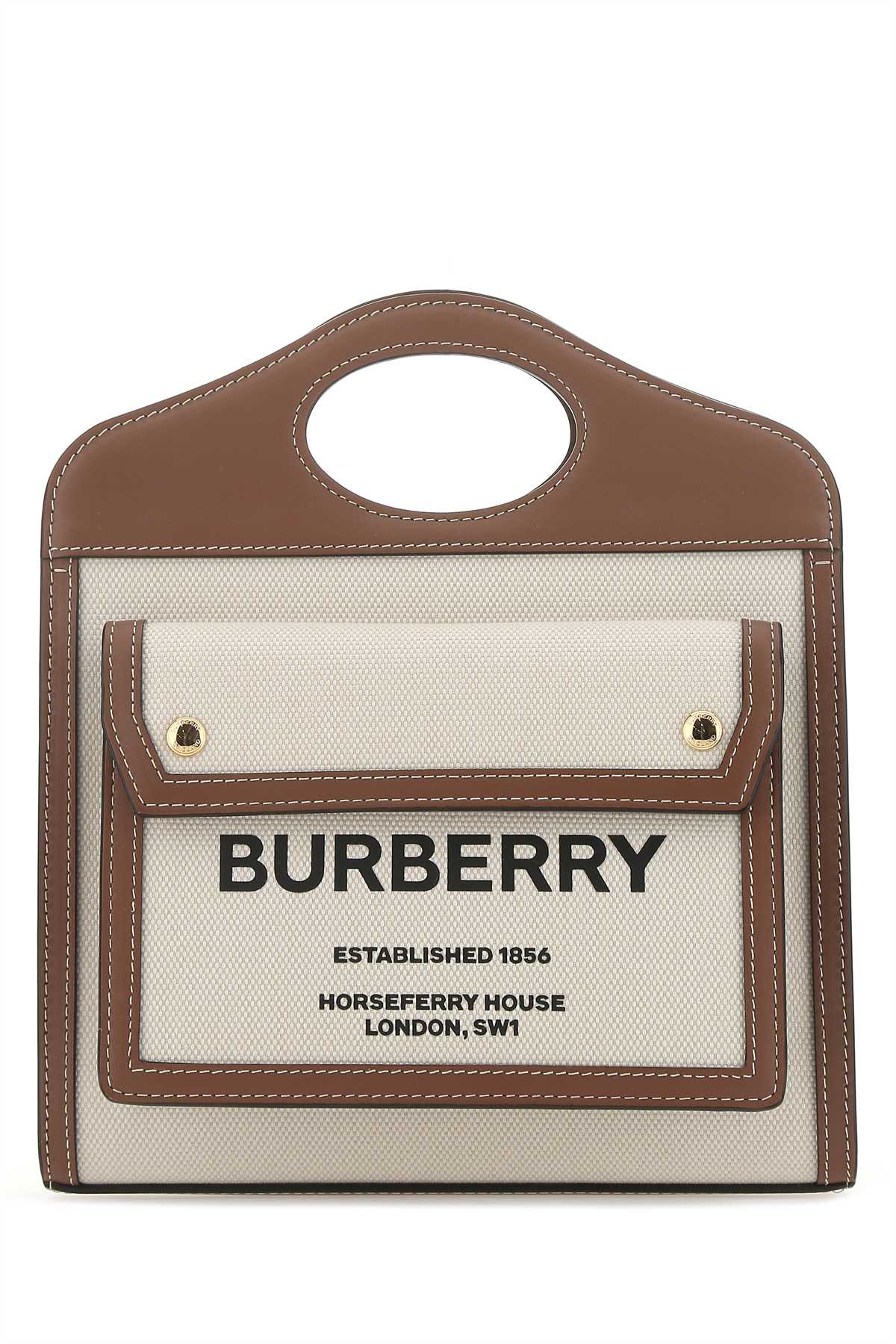 Burberry Women Two-Tone Canvas And Leather Mini Pocket Handbag DestGlow