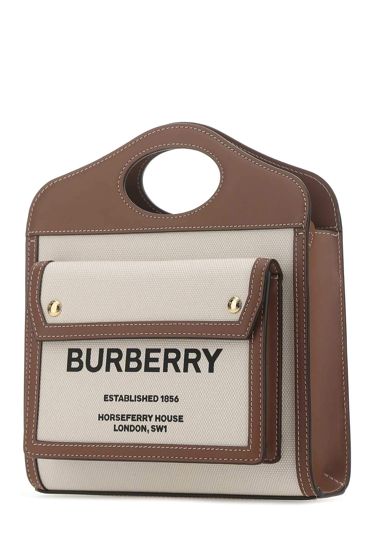 Burberry Women Two-Tone Canvas And Leather Mini Pocket Handbag DestGlow