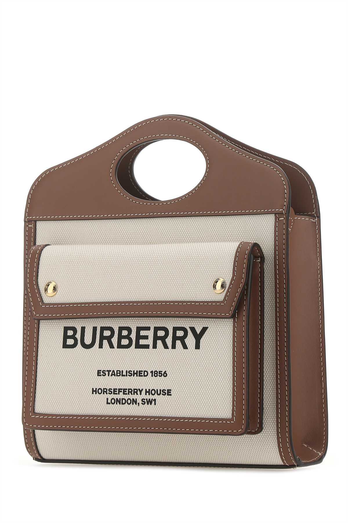 Burberry Women Two-Tone Canvas And Leather Mini Pocket Handbag by Luosophy
