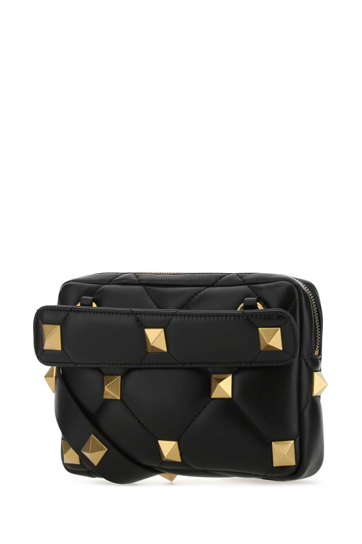 Valentino Garavani Men Black Nappa Leather Roman Stud Handbag by Luosophy