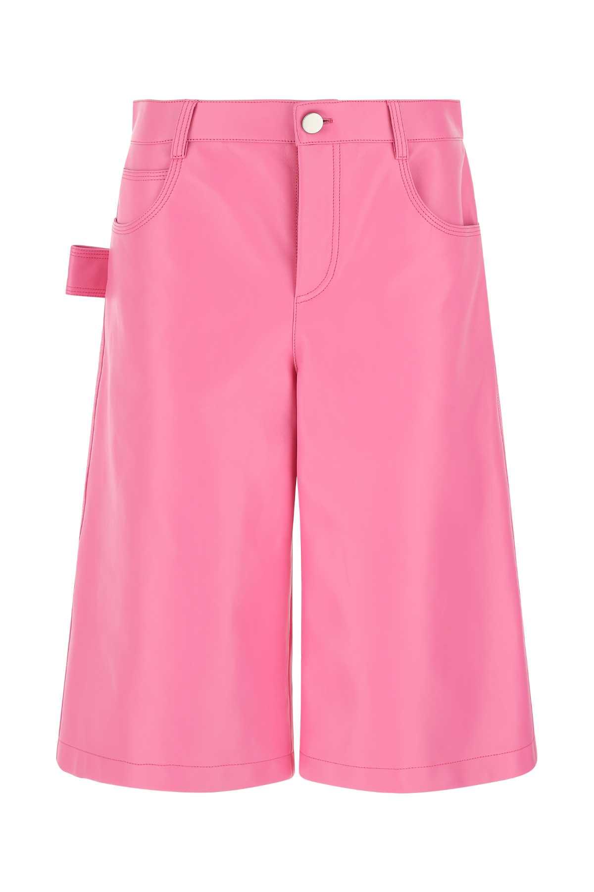Bottega Veneta Women Pink Nappa Leather Bermuda Shorts DestGlow