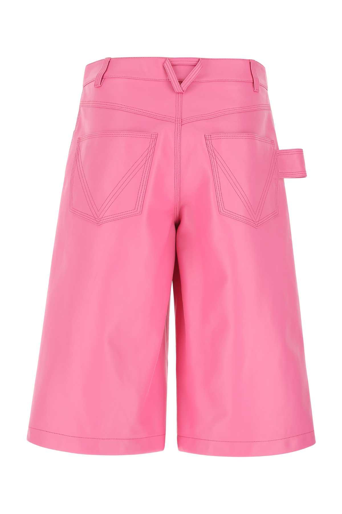 Bottega Veneta Women Pink Nappa Leather Bermuda Shorts DestGlow